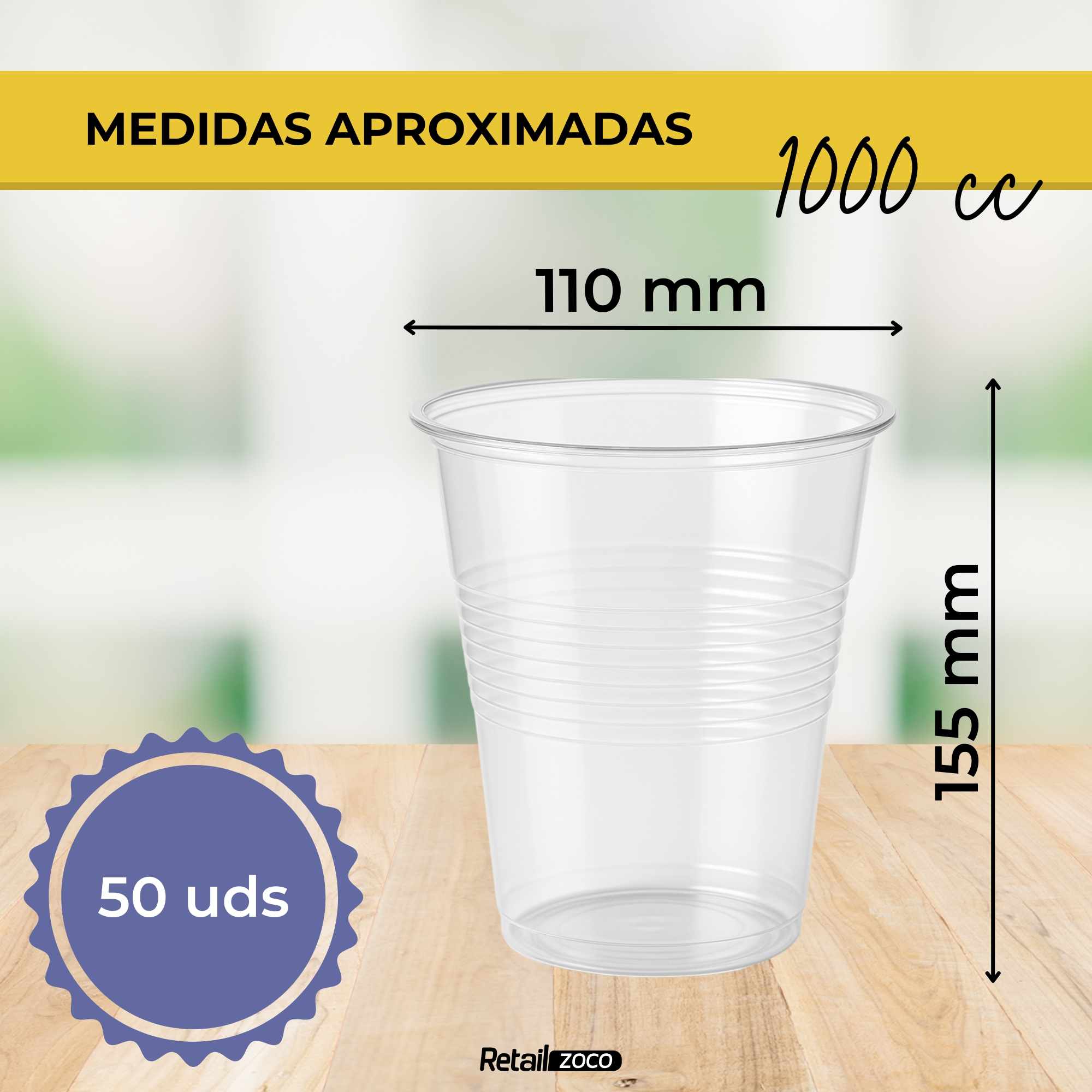 Vasos Desechables Plástico 1000 Cc 50 Unidades Transparentes - imagen 3