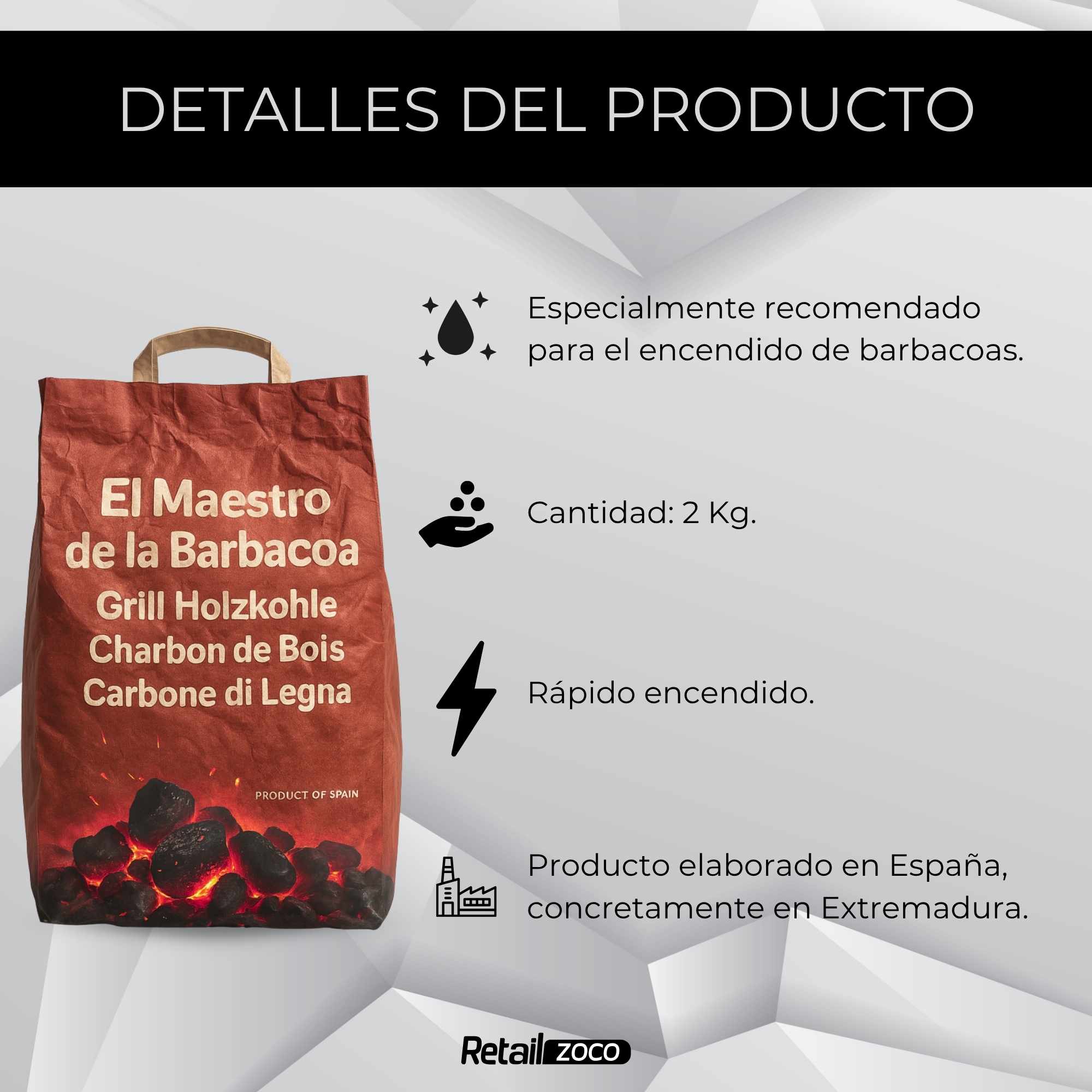 Briquetas de carbón Vegetal 2 Kg - imagen 3