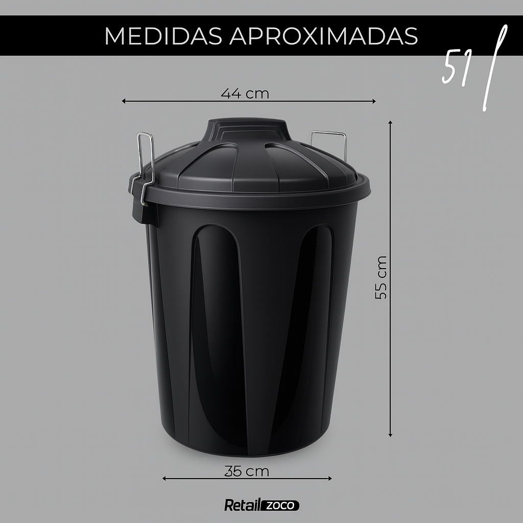 Cubo de basura comunidad 51 Litros Negro - imagen 6