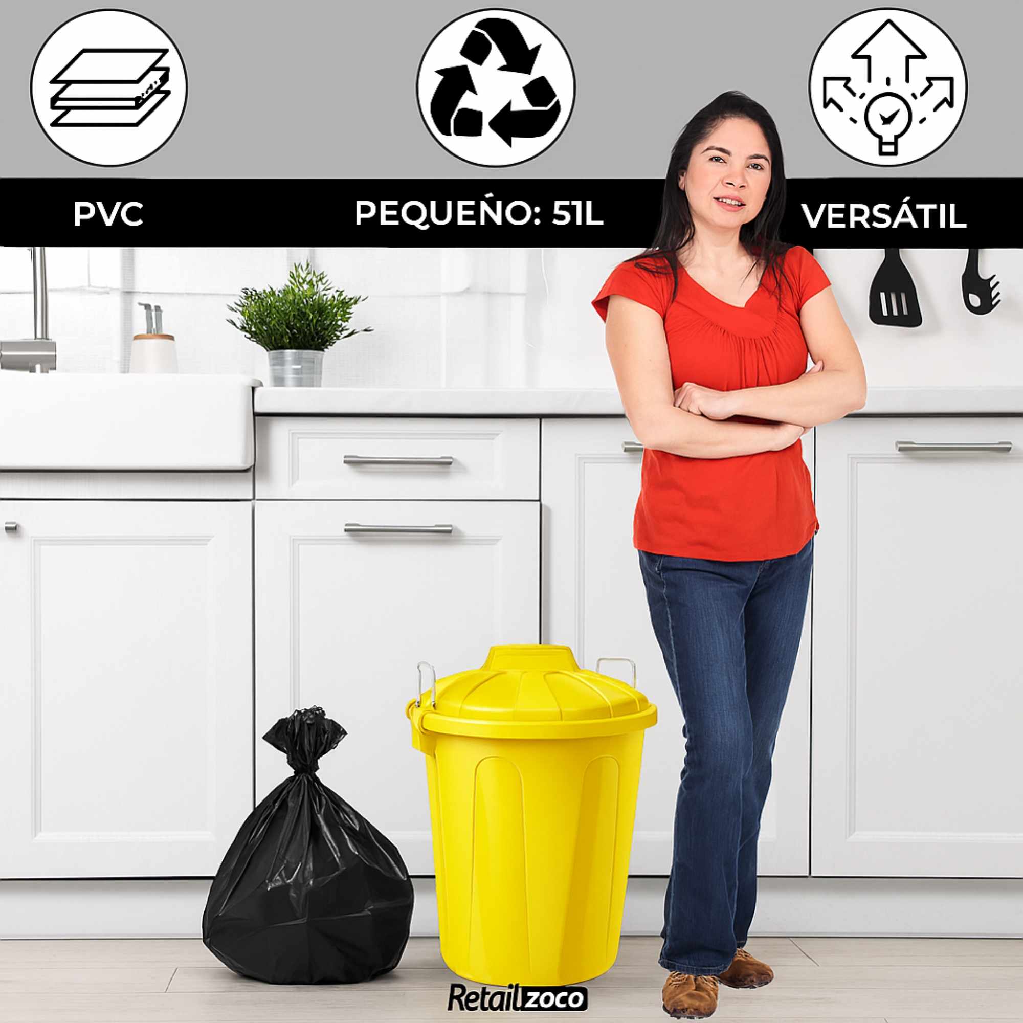 Cubo de basura comunidad 51 Litros Amarillo - imagen 2