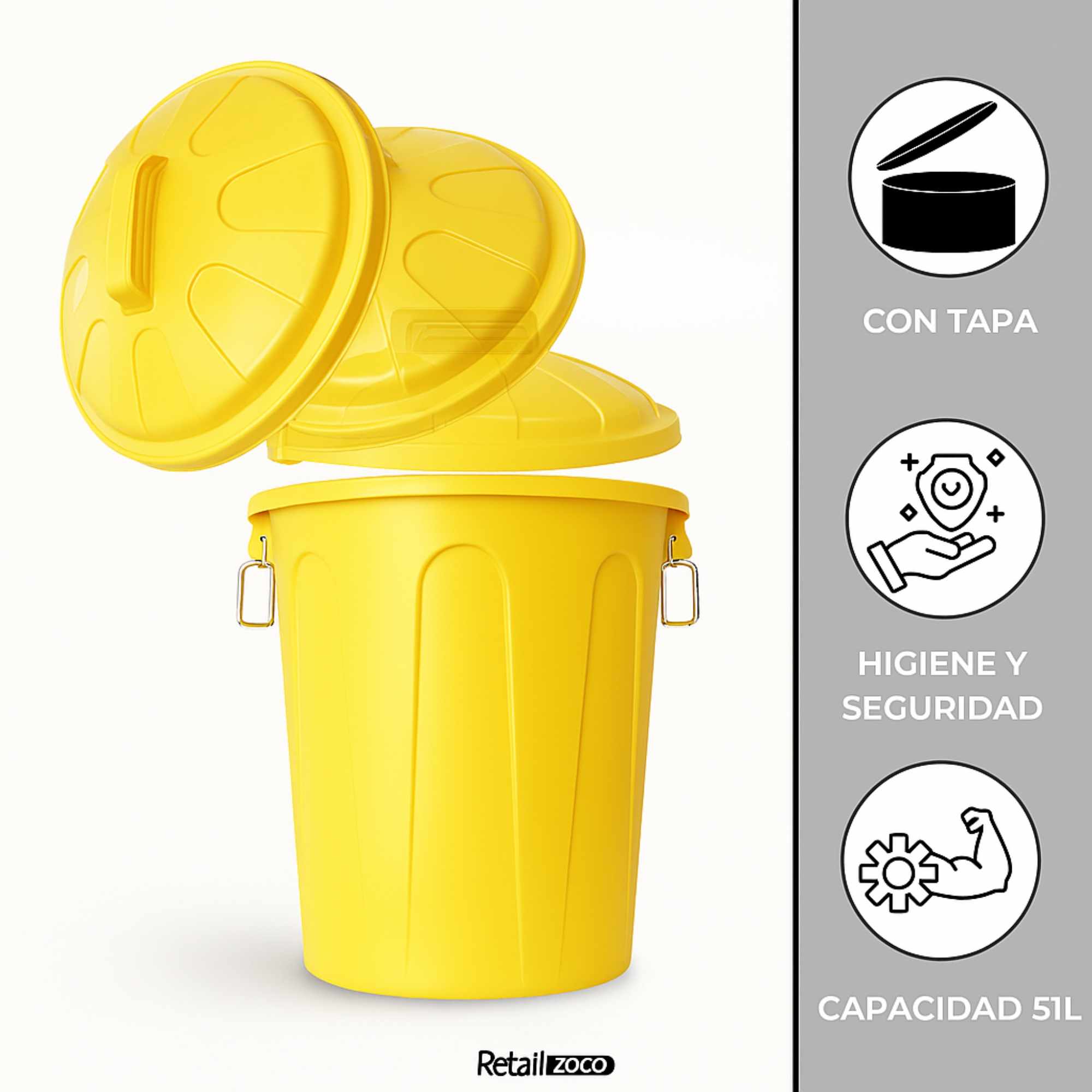 Cubo de basura comunidad 51 Litros Amarillo - imagen 3