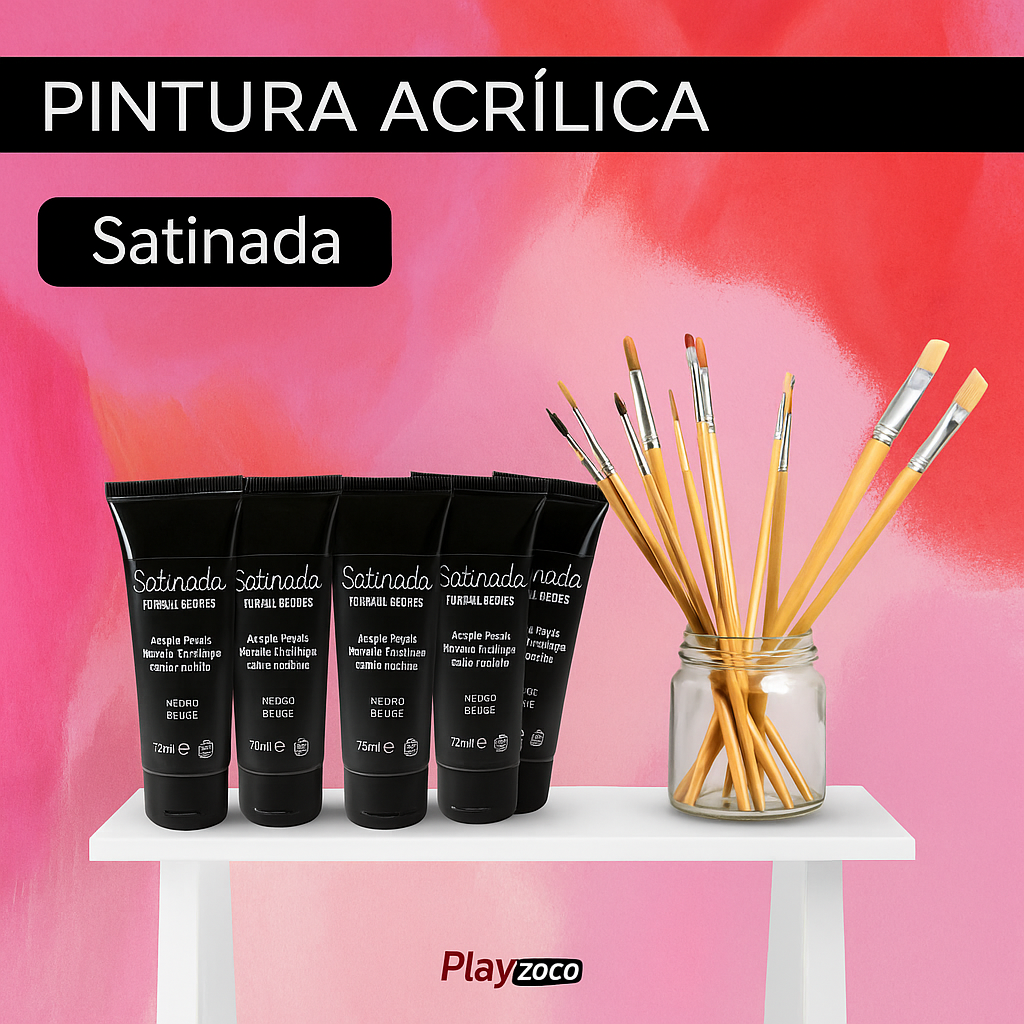 Pack Pinturas acrilicas Satinadas de Color Negro para lienzos y Manualidades 75 ml - imagen 2