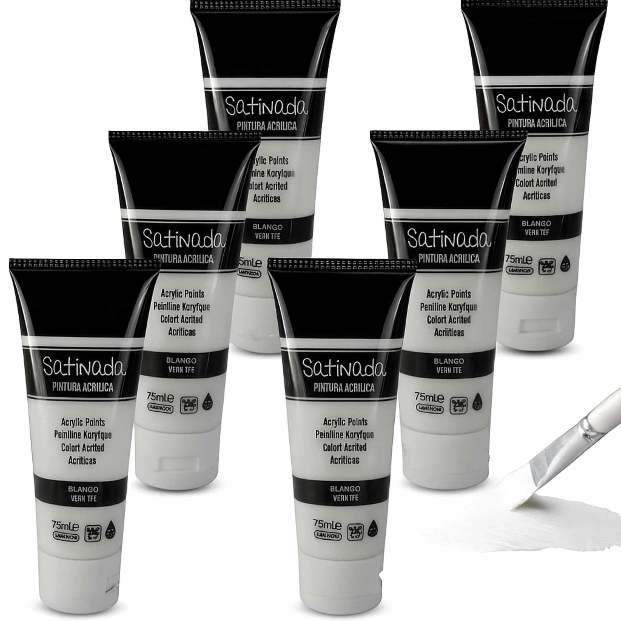 Pack Pinturas acrilicas Satinadas de Color Blanco para lienzos y Manualidades 75 ml - imagen 1