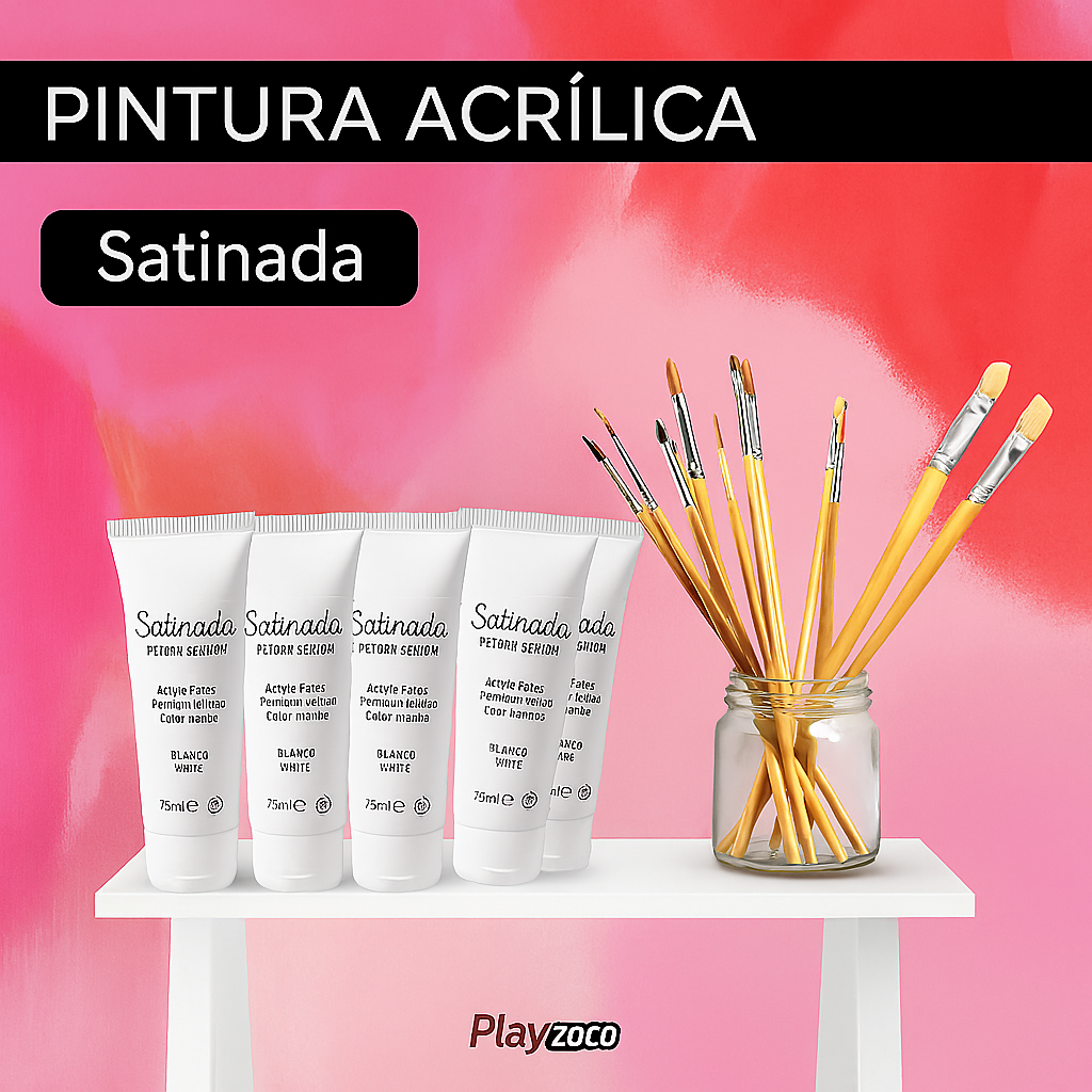 Pack Pinturas acrilicas Satinadas de Color Blanco para lienzos y Manualidades 75 ml - imagen 2