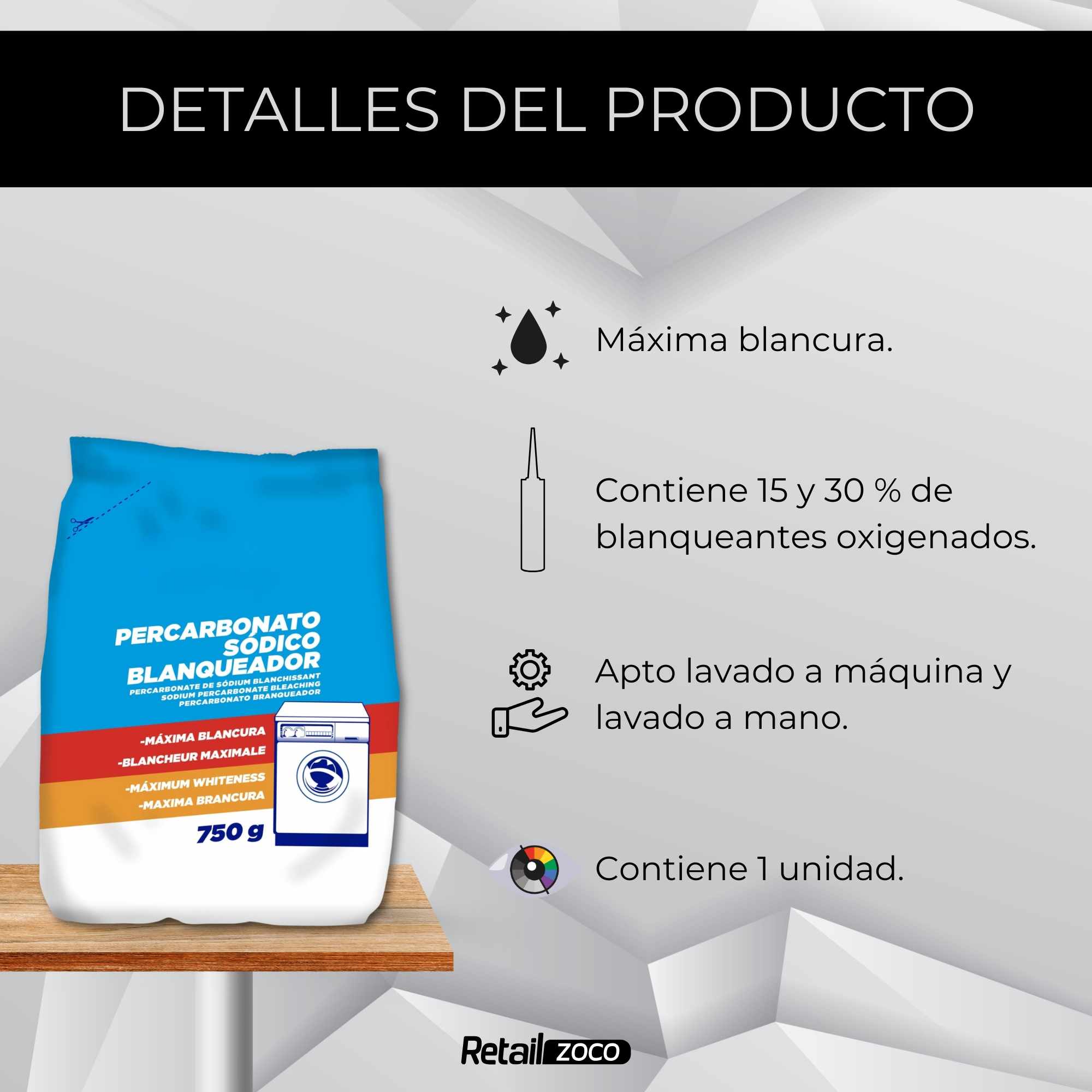 Percabonato Sódico Blanqueador 750gr - imagen 2