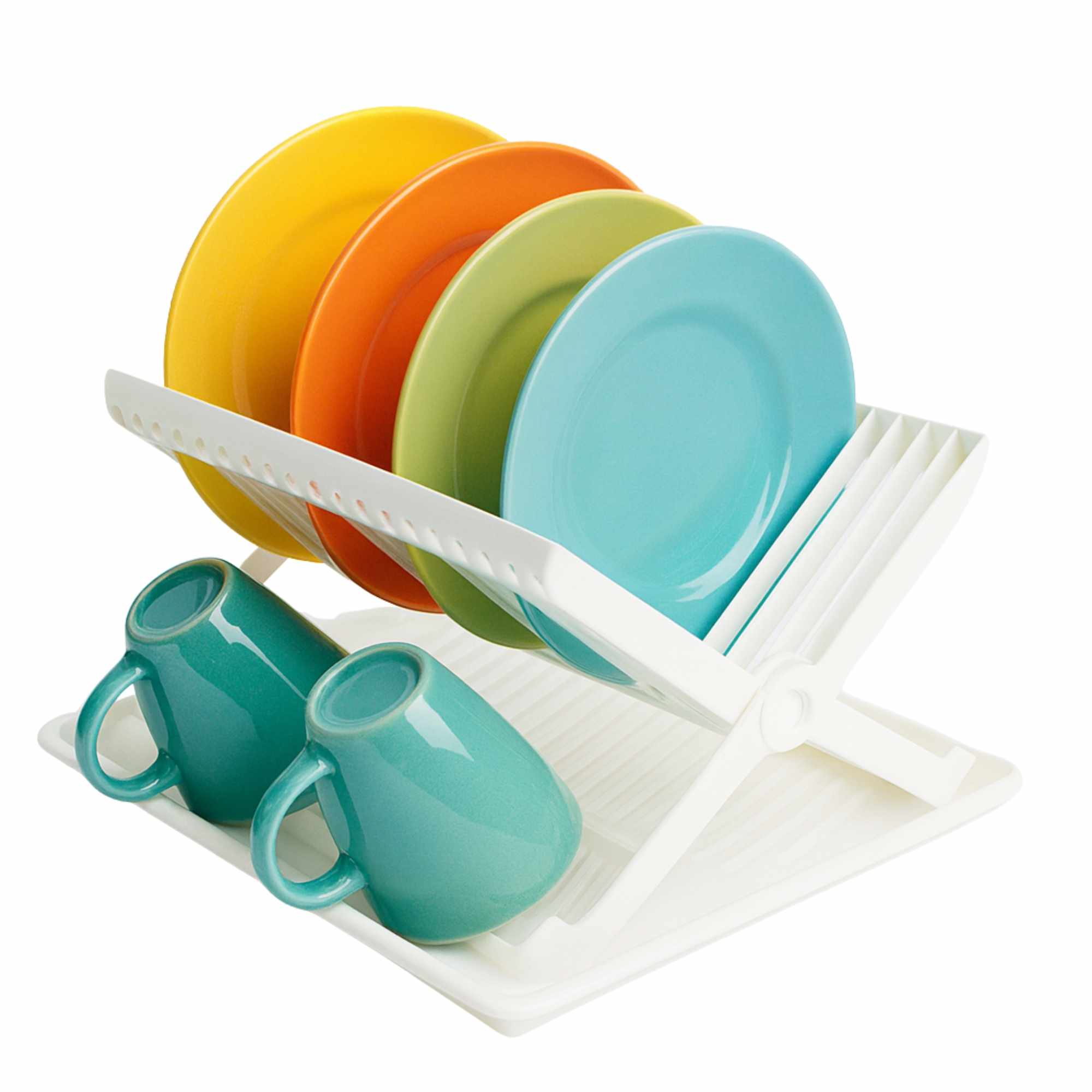 Escurreplatos plástico plegable con bandeja blanco - imagen 1