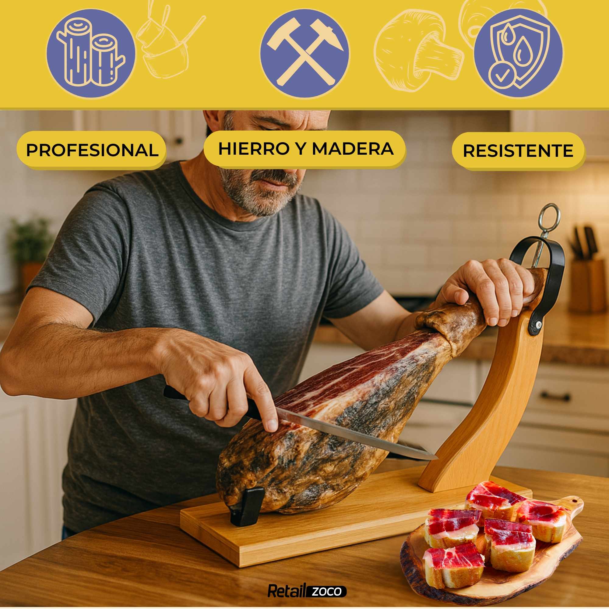 Jamonero de madera modelo Venecia - imagen 2