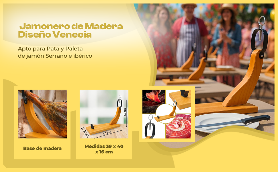 Banner - Jamonero de madera modelo Venecia