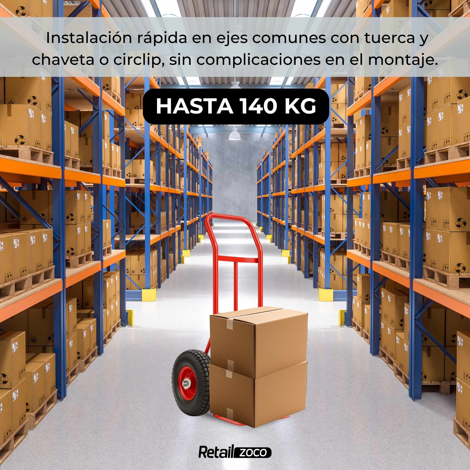 Rueda de carretilla inflable neumática Llanta de Acero 250 x 70 mm hasta 140 kg - imagen 2