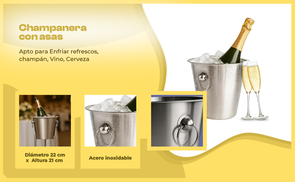 Banner - Champanera con Asas de Acero Inoxidable
