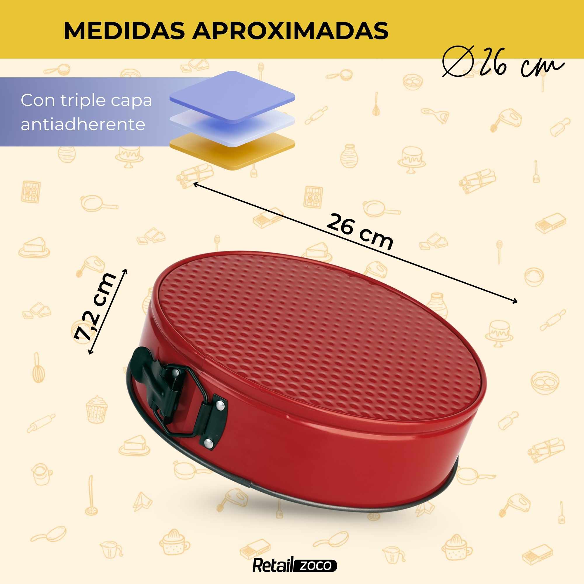 Molde para horno redondo Clip-Clap desmontable triple capa 26 cm Burdeos - imagen 3