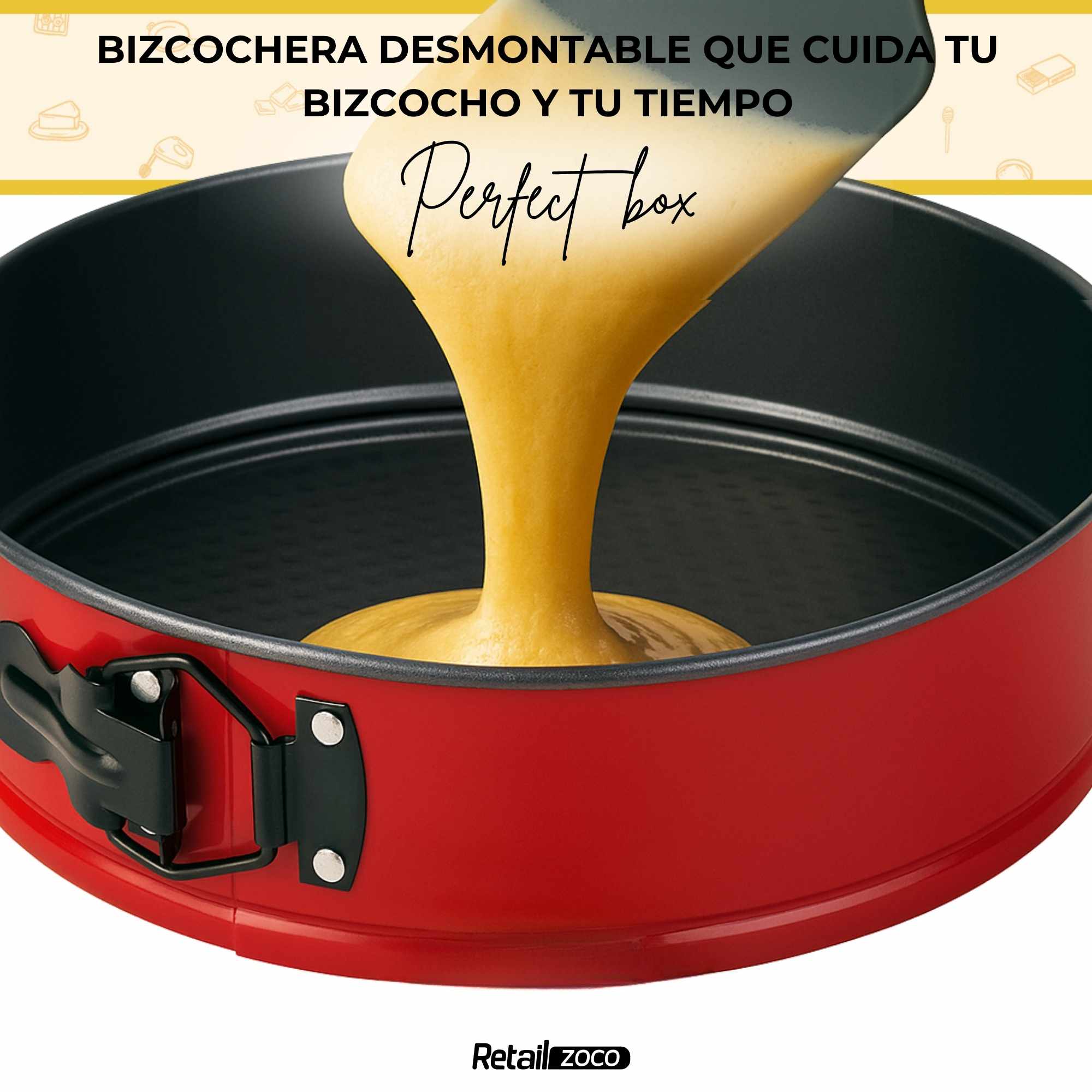 Molde para horno redondo Clip-Clap desmontable triple capa 26 cm Burdeos - imagen 5