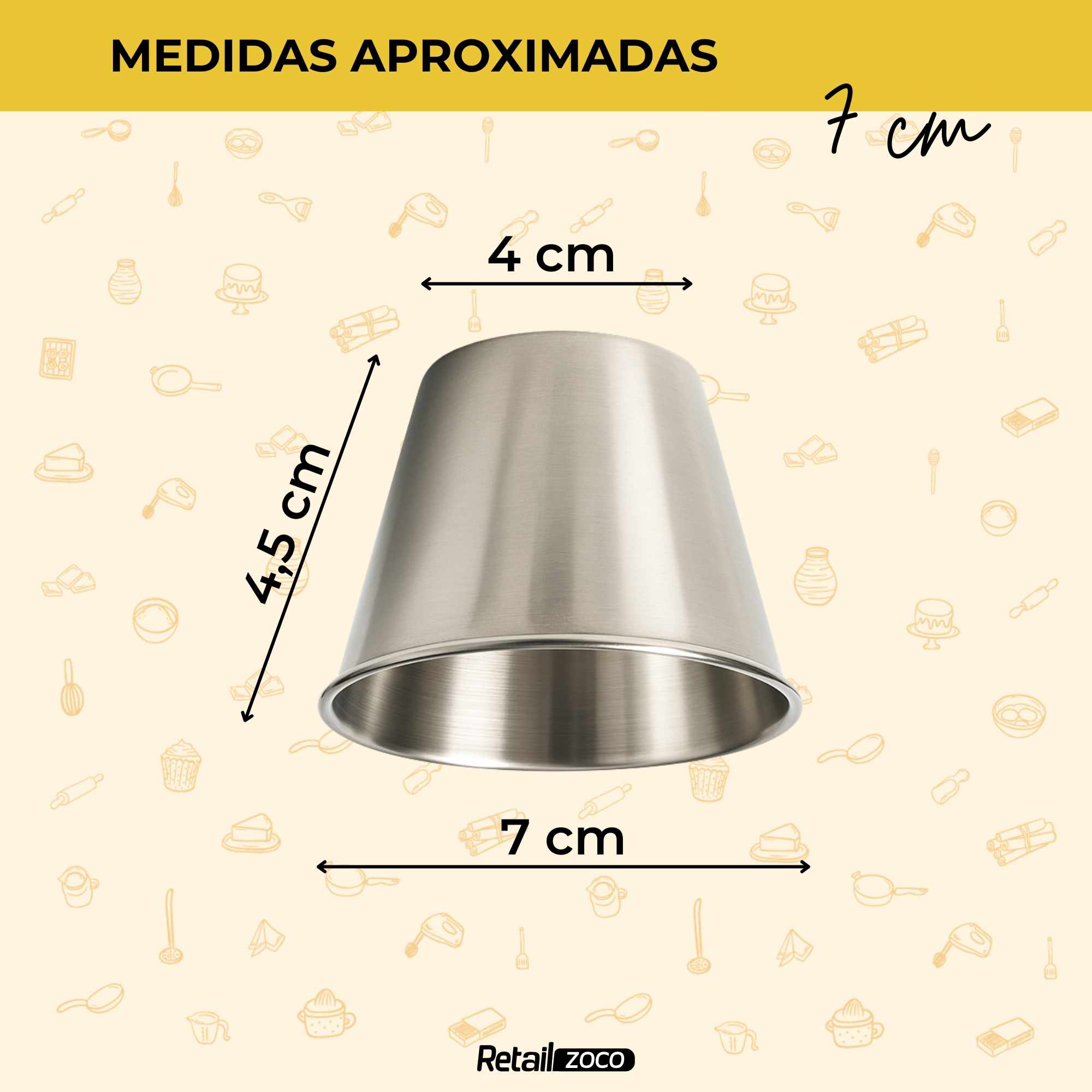 Flanero liso individual de acero inoxidable 7 cm - imagen 4