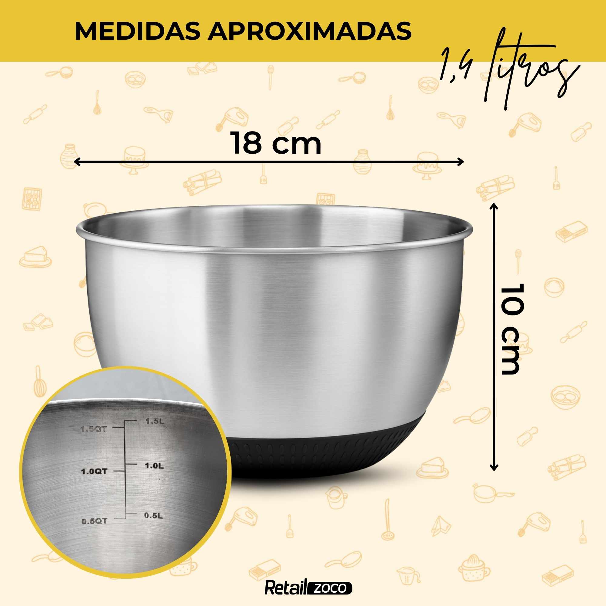 Cuenco para Mezclar con Escala Medidora base antideslizante 1500 ml - imagen 4