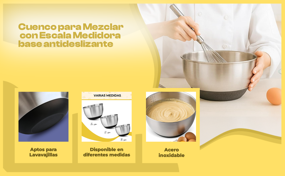 Banner - Cuenco para Mezclar con Escala Medidora base antideslizante 3000 ml