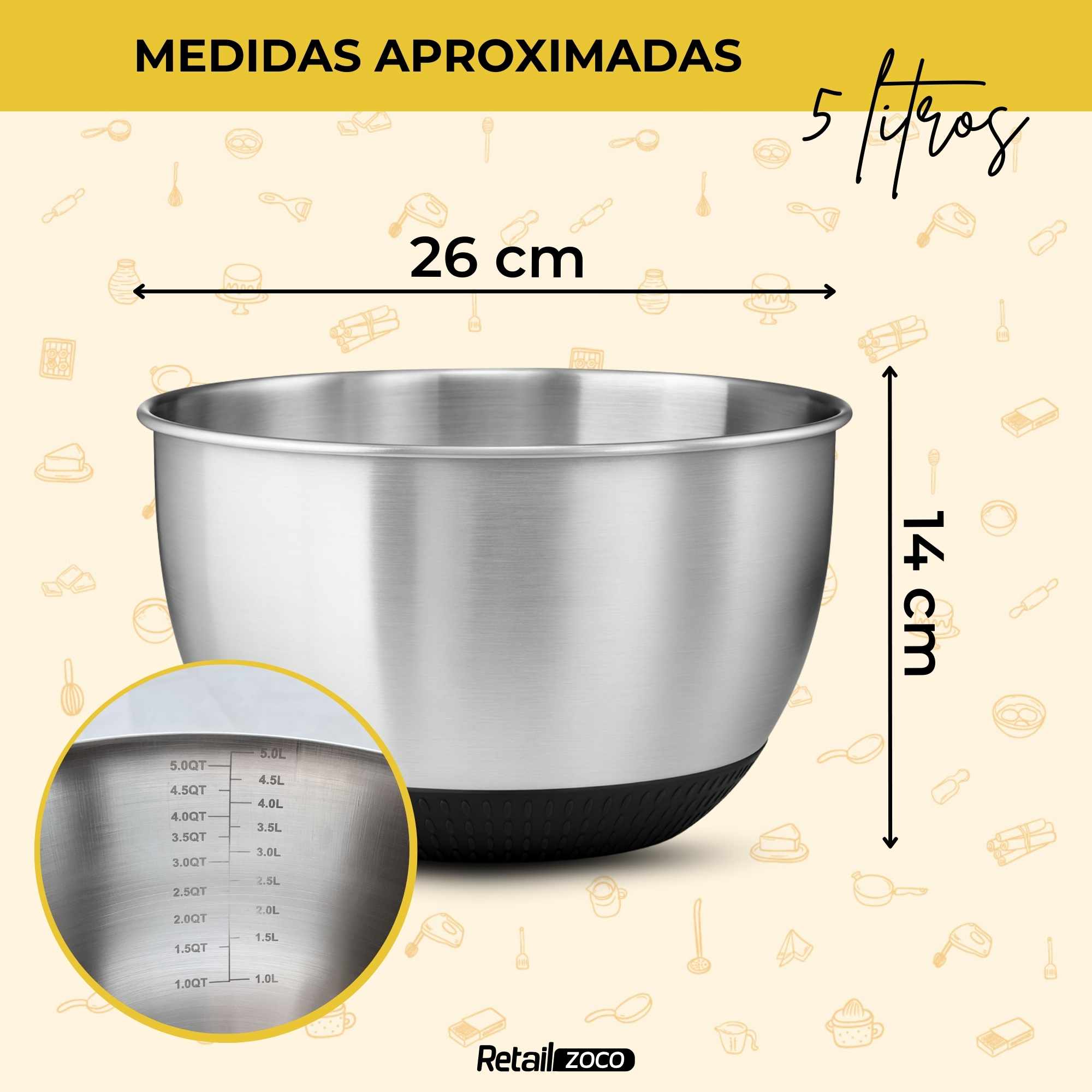 Cuenco para Mezclar con Escala Medidora base antideslizante 5000 ml - imagen 4
