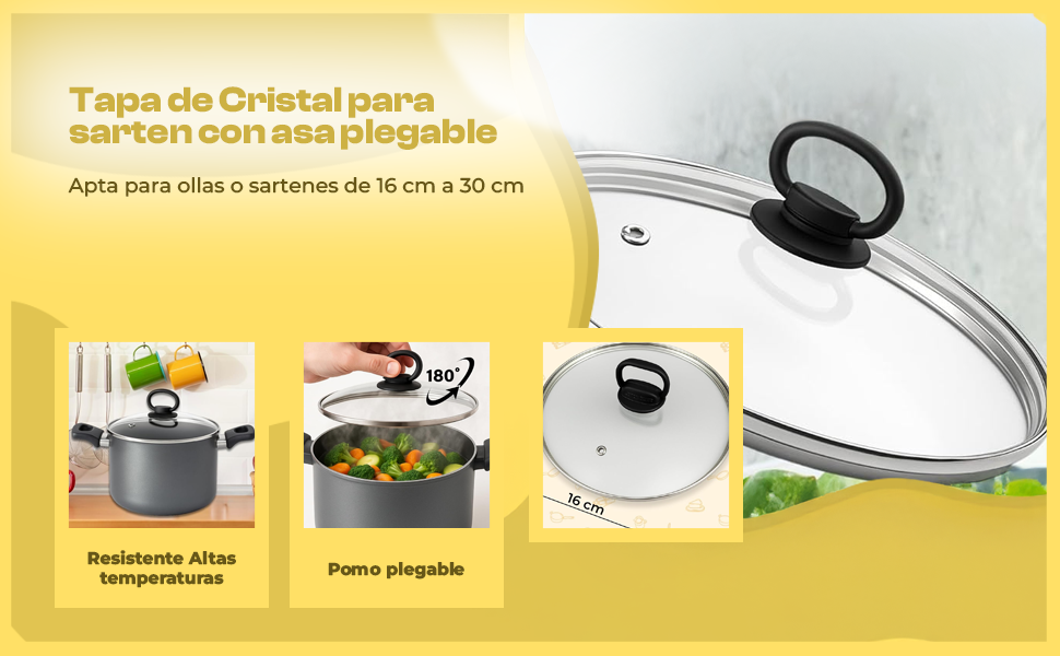 Banner - Tapa de cristal para sarten con asa abatible 16 cm