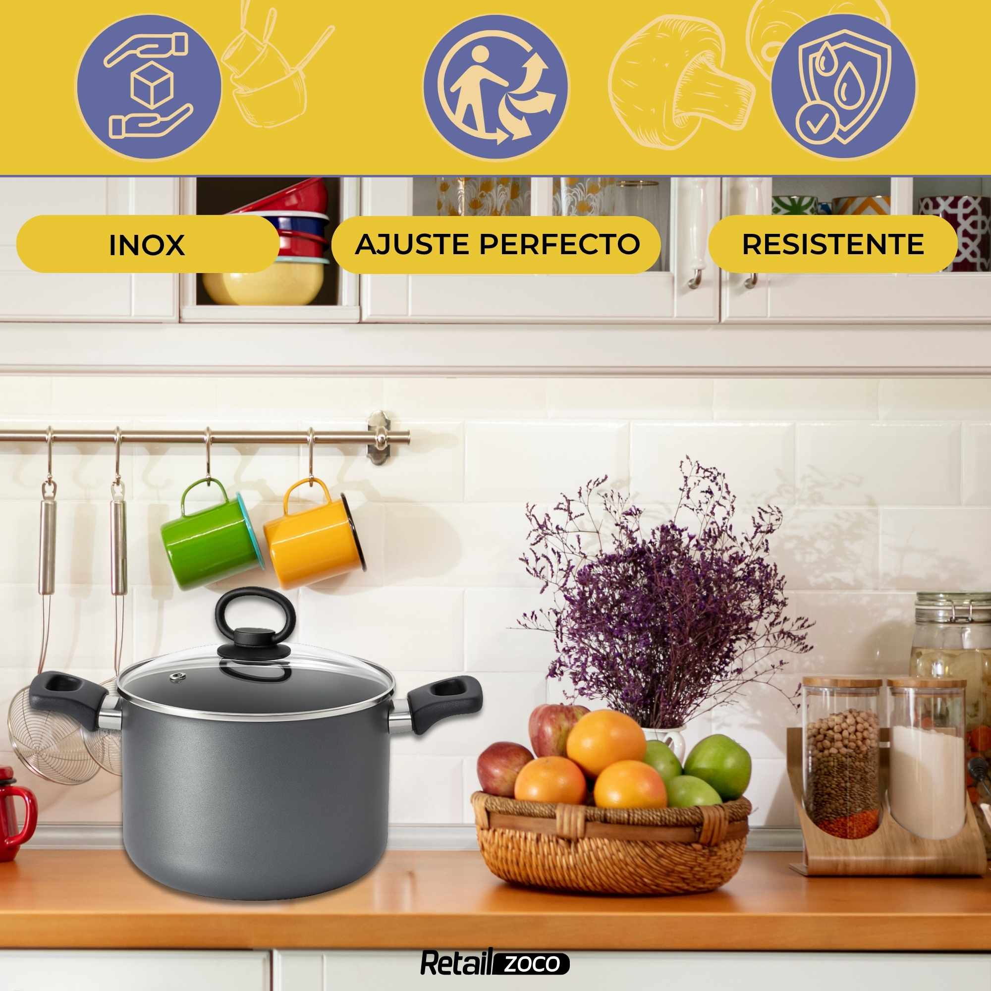 Tapa de cristal para sarten con asa abatible 28 cm - imagen 2