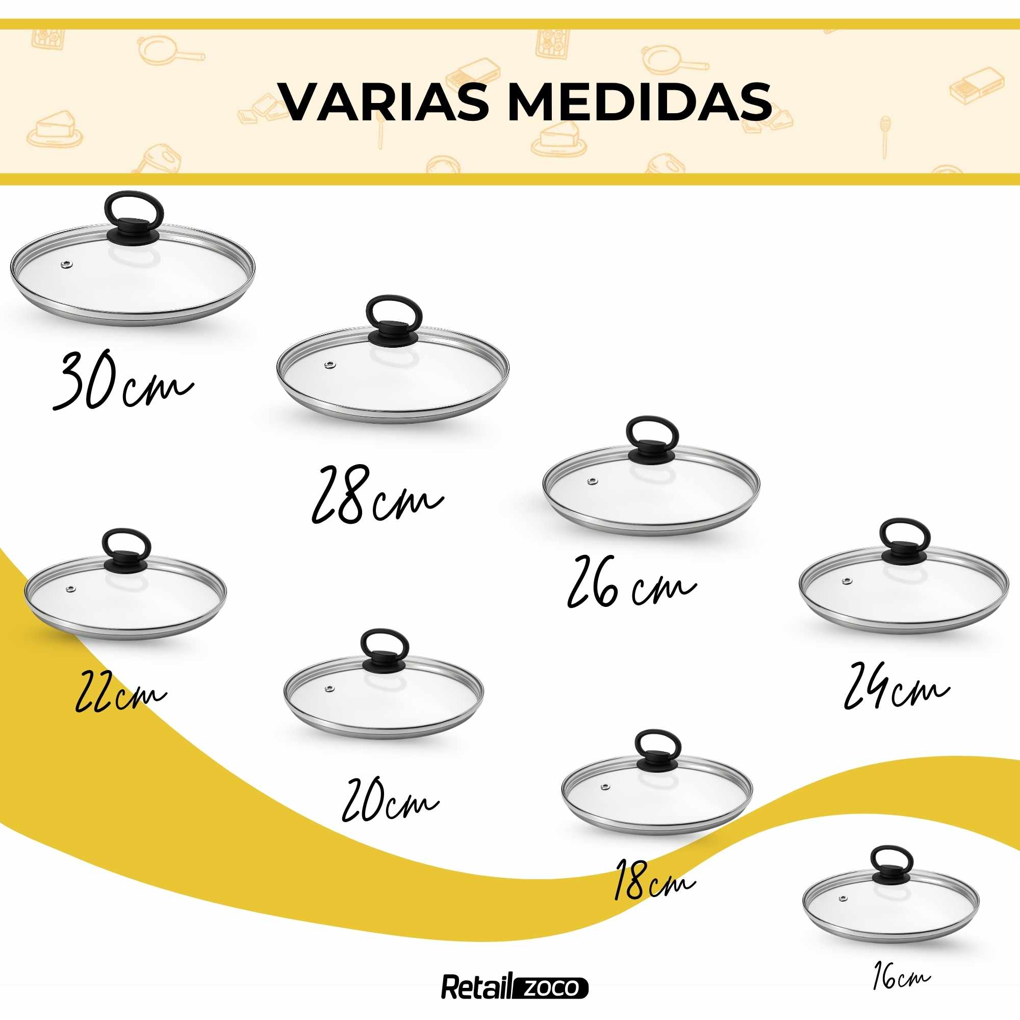 Tapa de cristal para sarten con asa abatible 28 cm - imagen 6