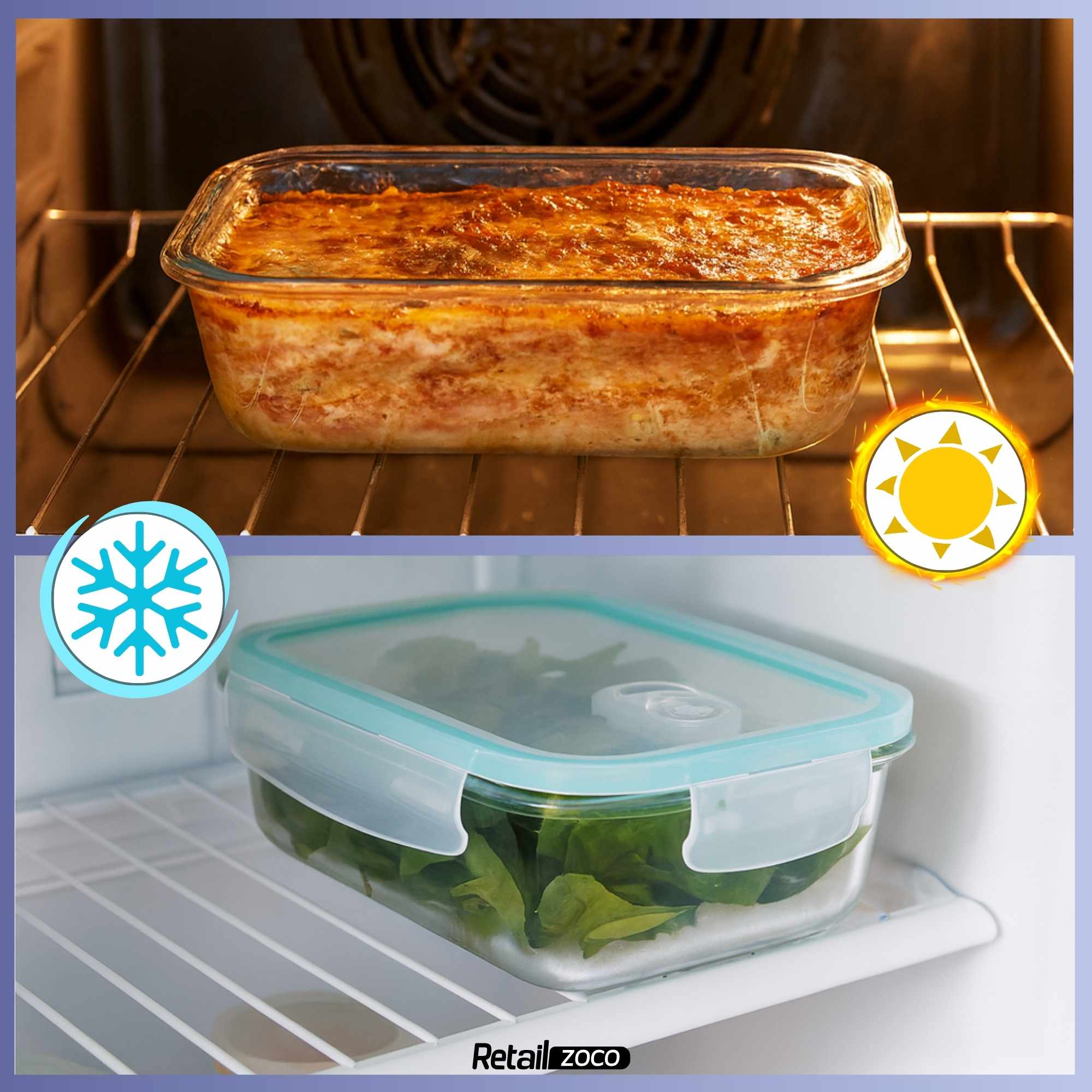 Fiambrera rectangular de Cristal con Cierre Hermético y Válvula de Vapor 370 ml - imagen 5
