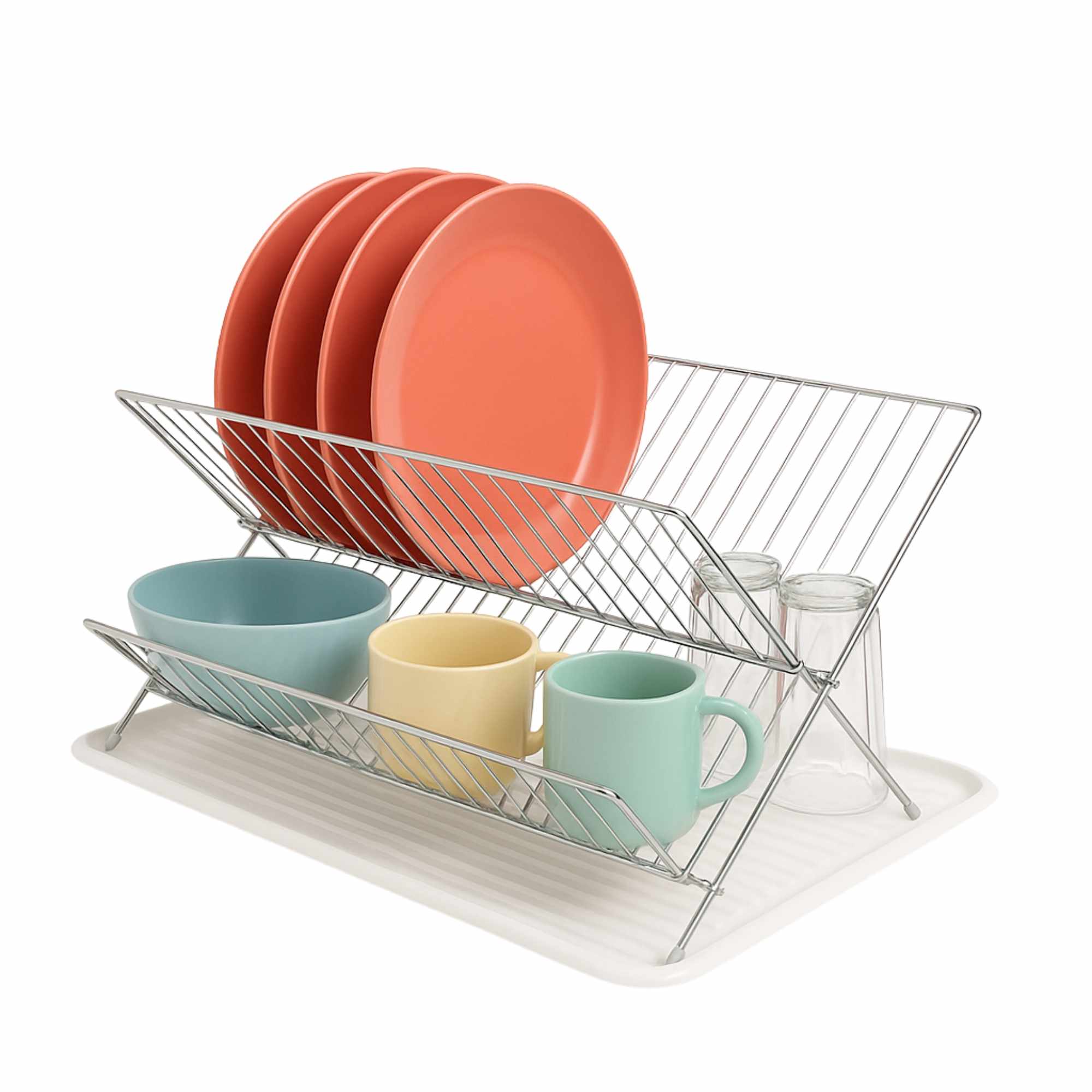 Escurreplatos metálico plegable con bandeja