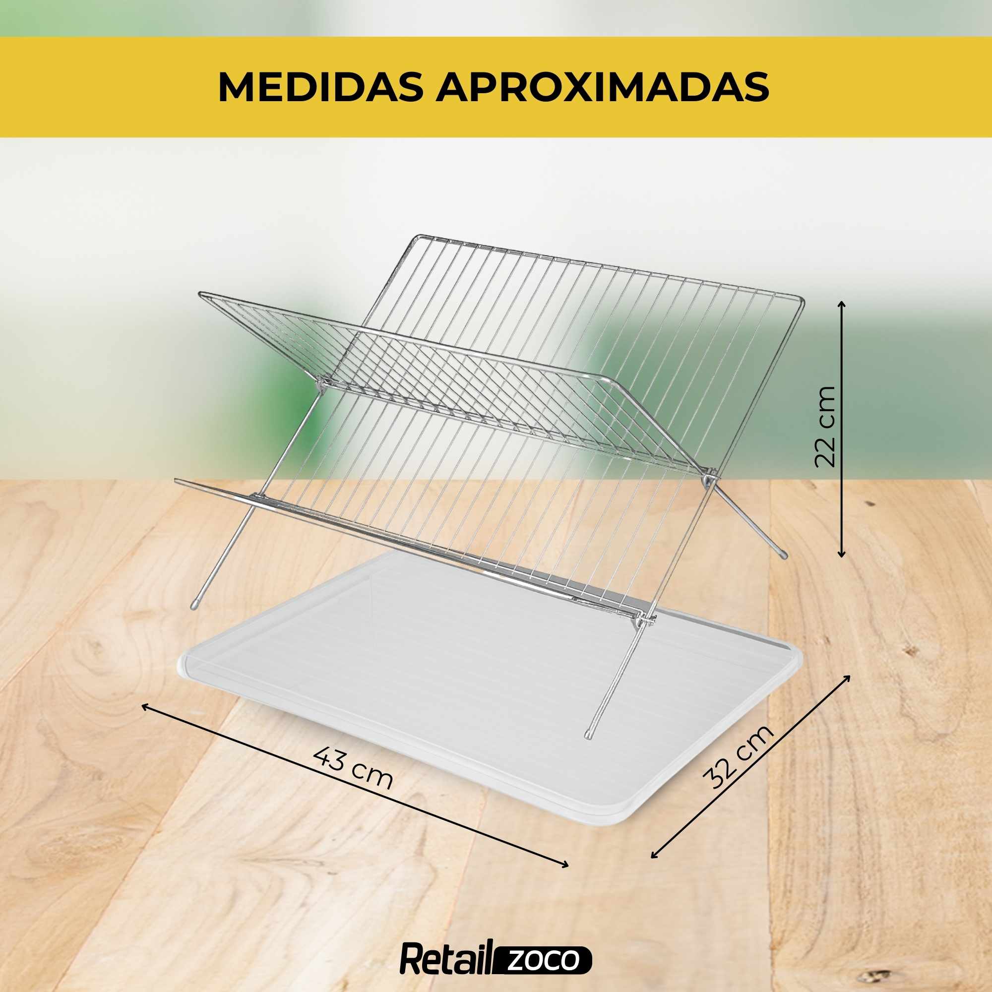 Escurreplatos metálico plegable con bandeja - imagen 4