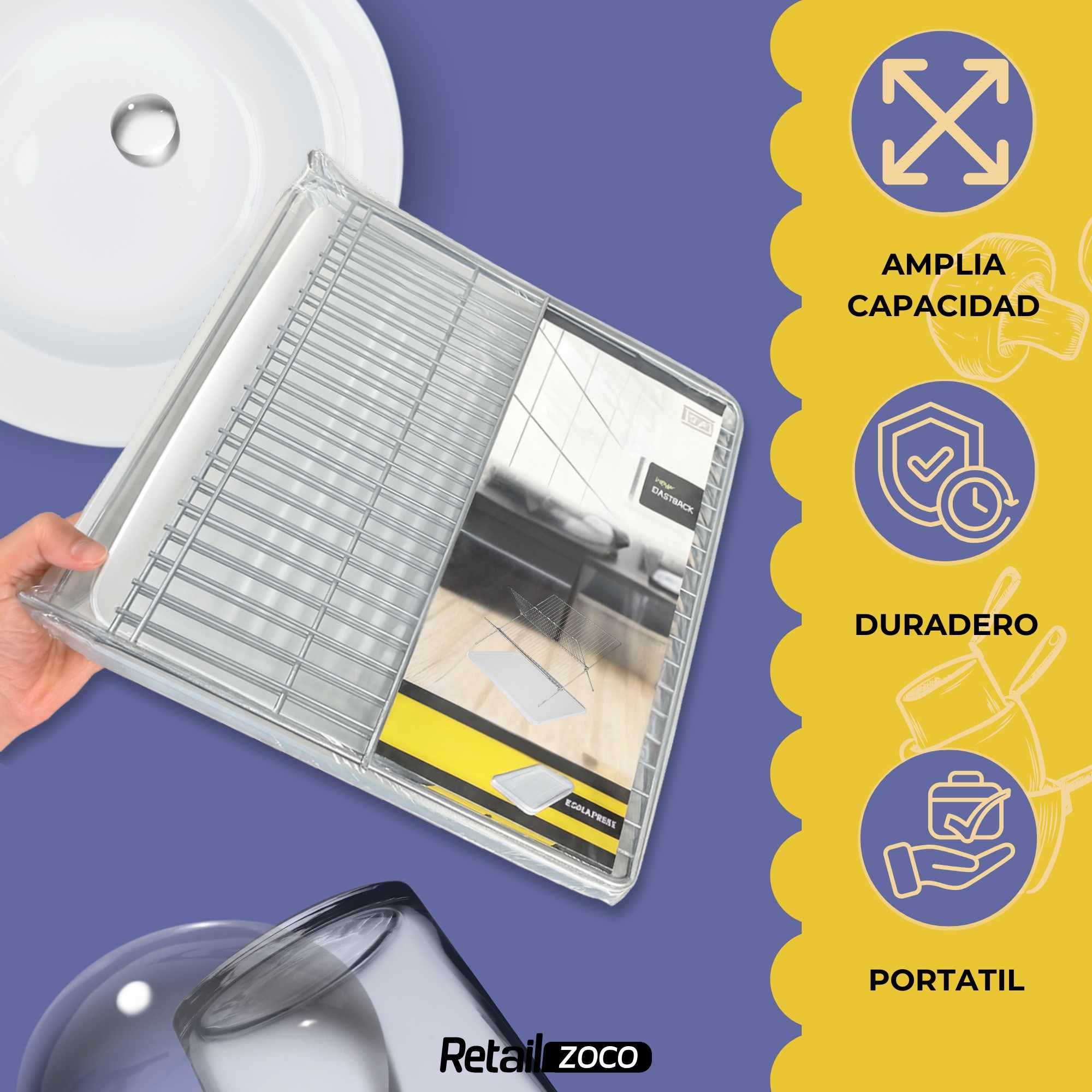Escurreplatos metálico plegable con bandeja - imagen 3