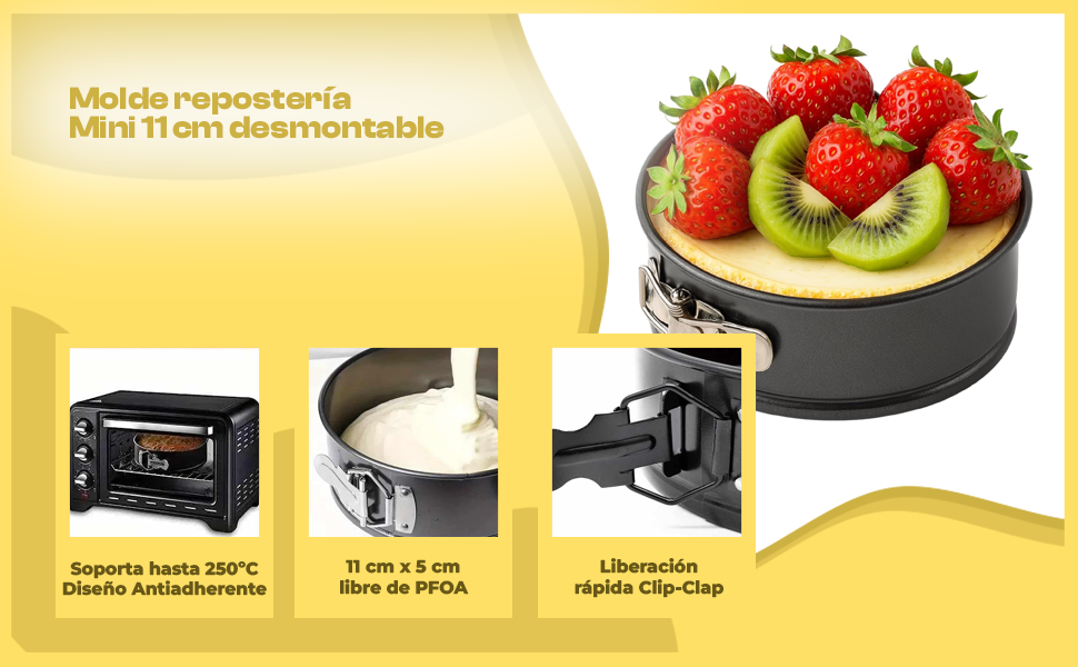 Banner - Molde para horno redondo Clip-Clap desmontable 11 cm Negro