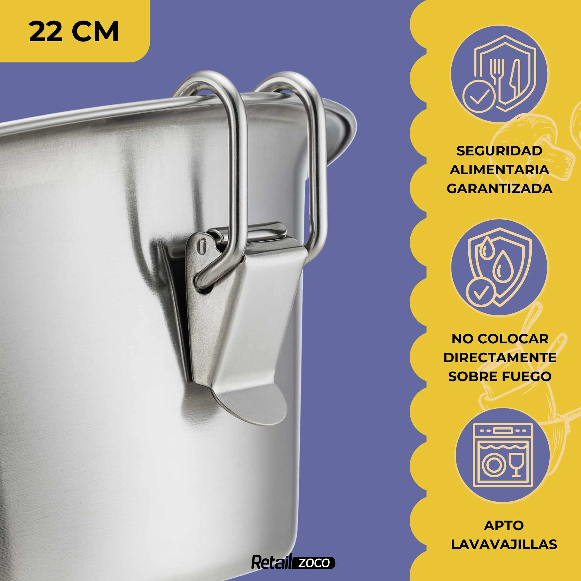 Flanera con Tapa Acero inoxidable 22 cm - imagen 3
