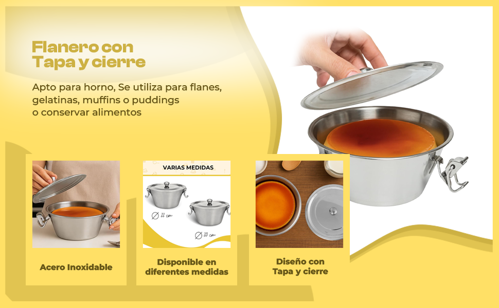 Banner - Flanera con Tapa Acero inoxidable 20 cm