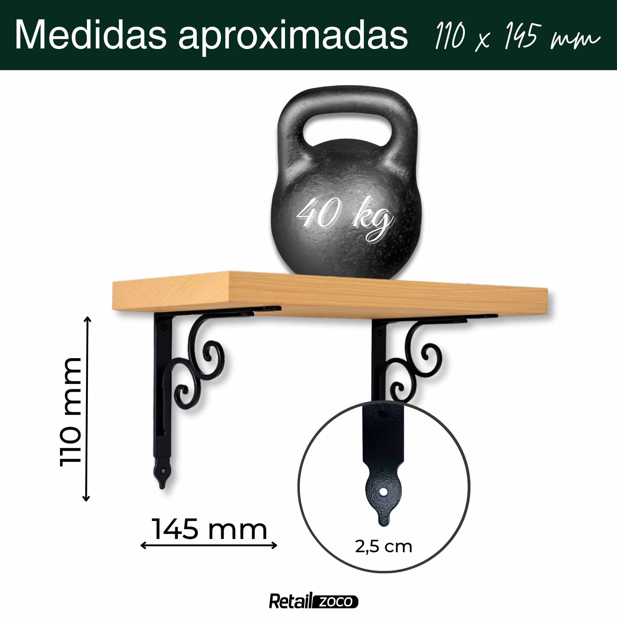 Escuadra Metalica para Estantería negro 145x110 mm - imagen 3