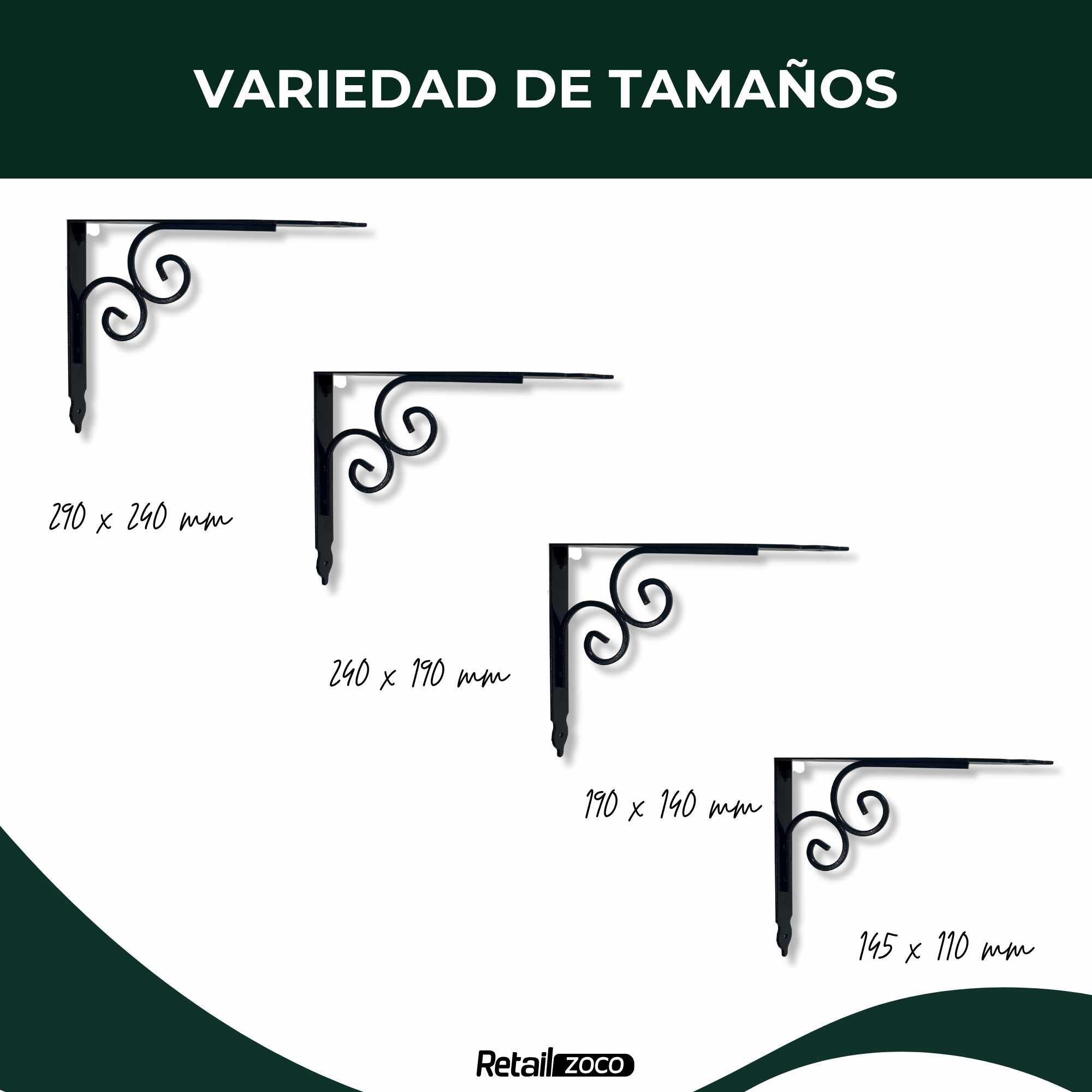Escuadra Metalica para Estantería negro 145x110 mm - imagen 6