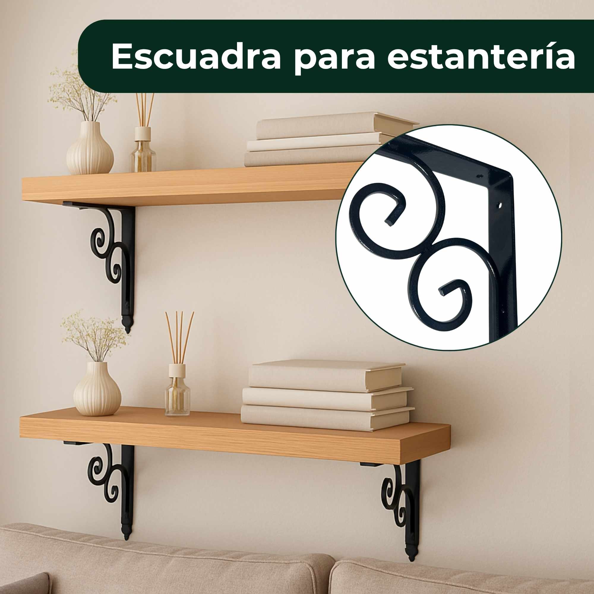 Escuadra Metalica para Estantería negro 290x240 mm - imagen 2