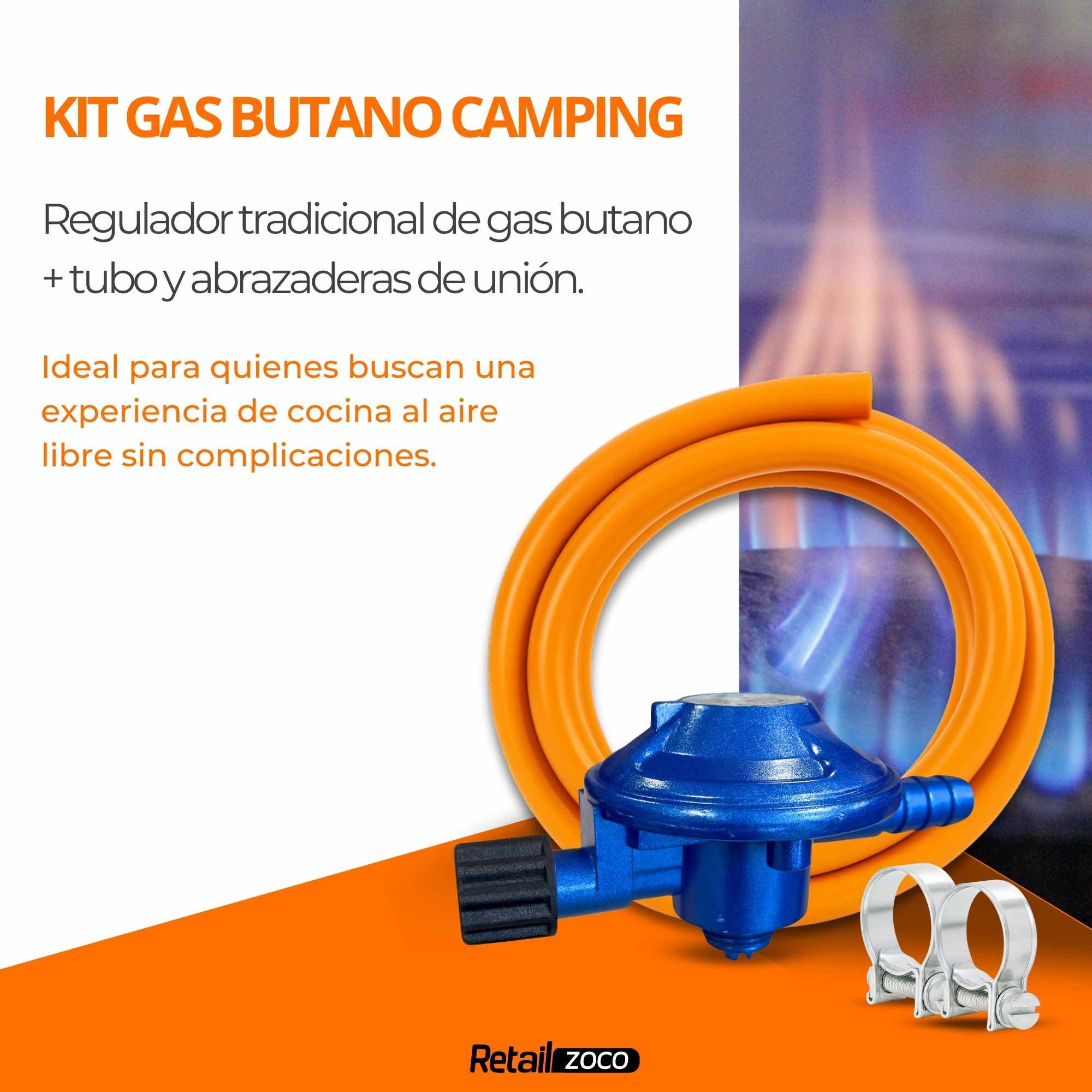 Kit Regulador de gas para bombona camping y tubo 1.5 Metros - imagen 2