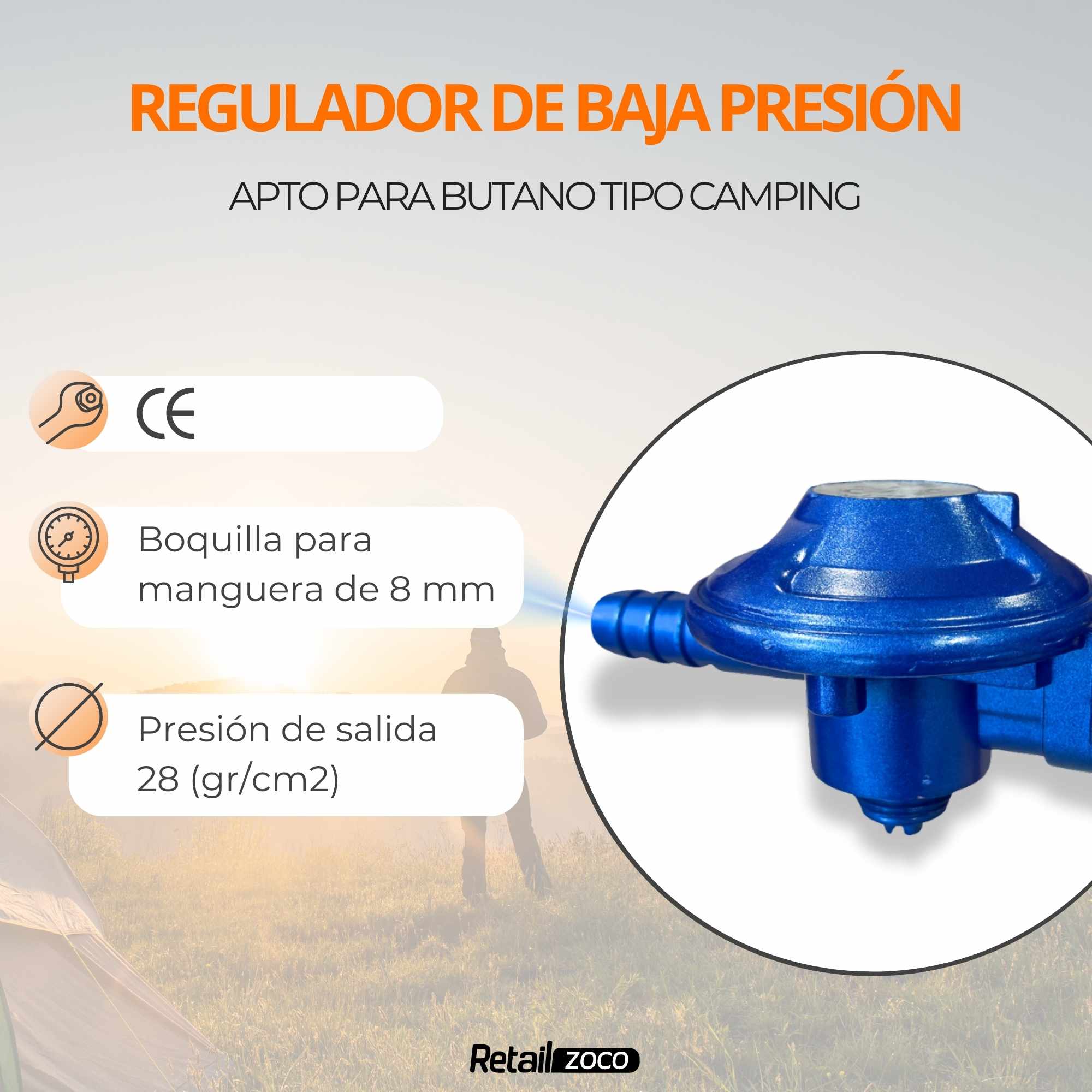 Kit Regulador de gas para bombona camping y tubo 1.5 Metros - imagen 4