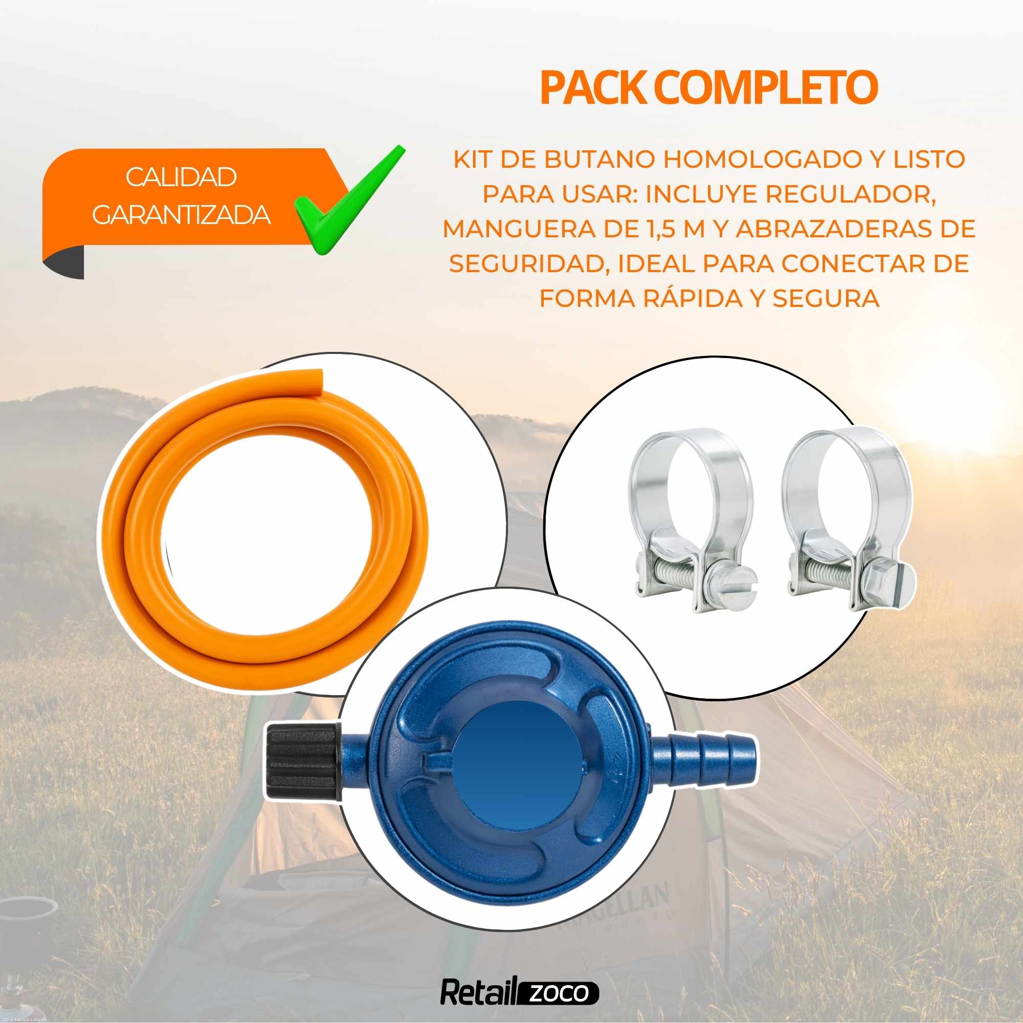 Kit Regulador de gas para bombona camping y tubo 1.5 Metros - imagen 6