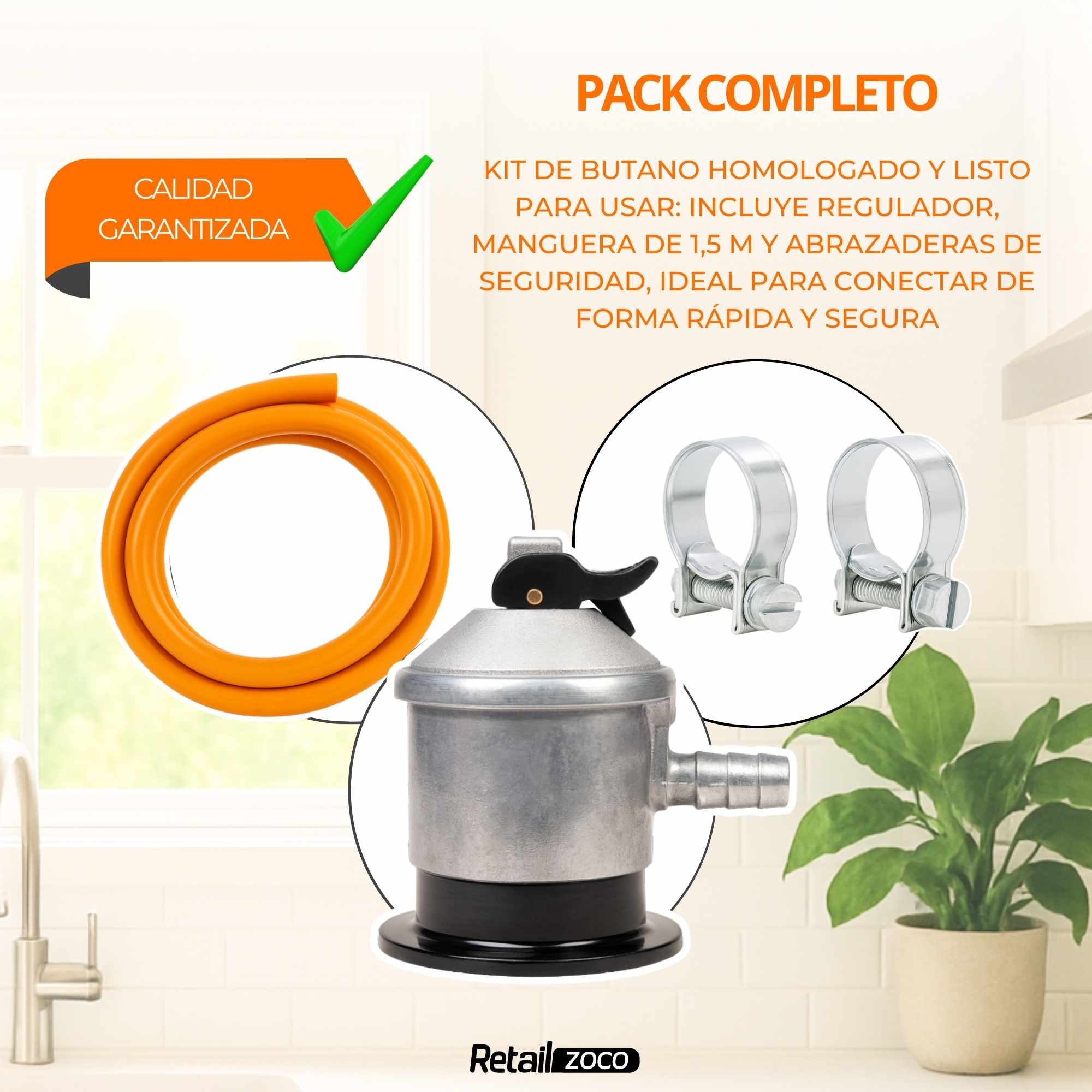 Kit Regulador de gas para bombona gas y tubo 1.5 Metros - imagen 5