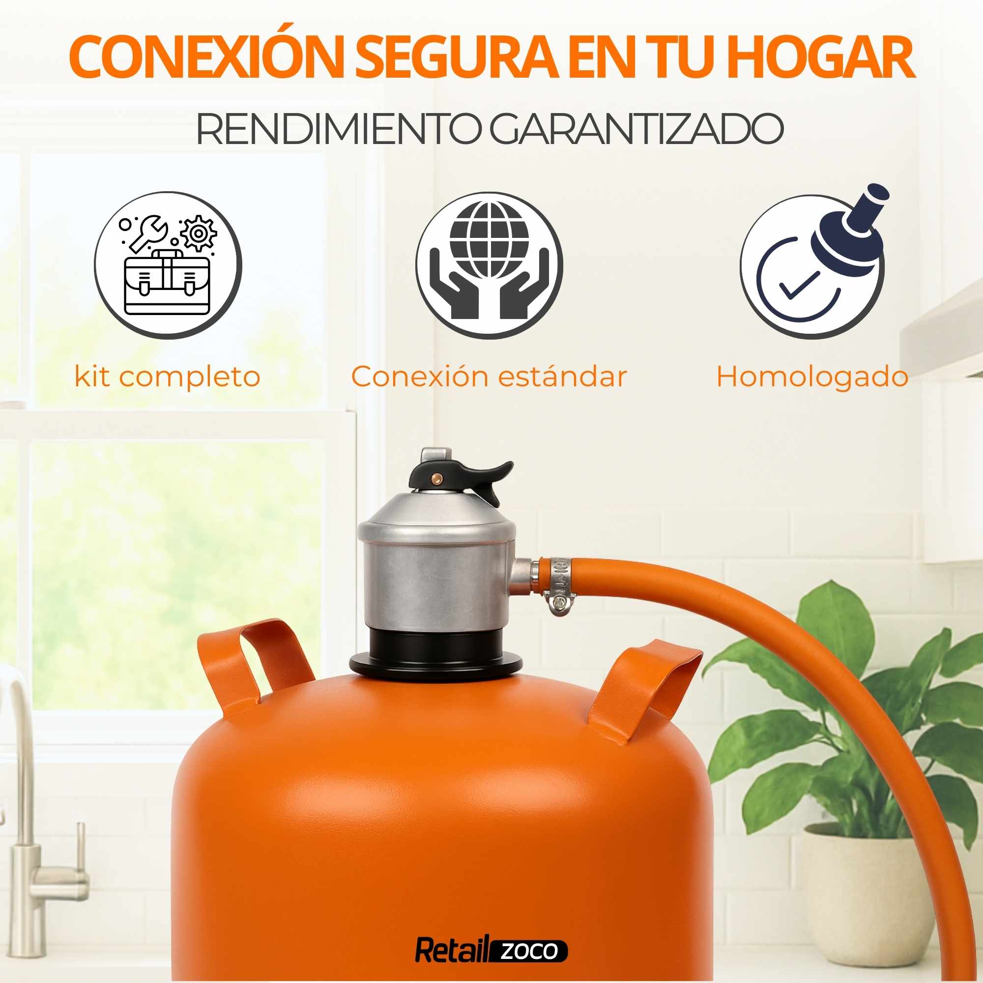 Kit Regulador de gas para bombona gas y tubo 1.5 Metros - imagen 3