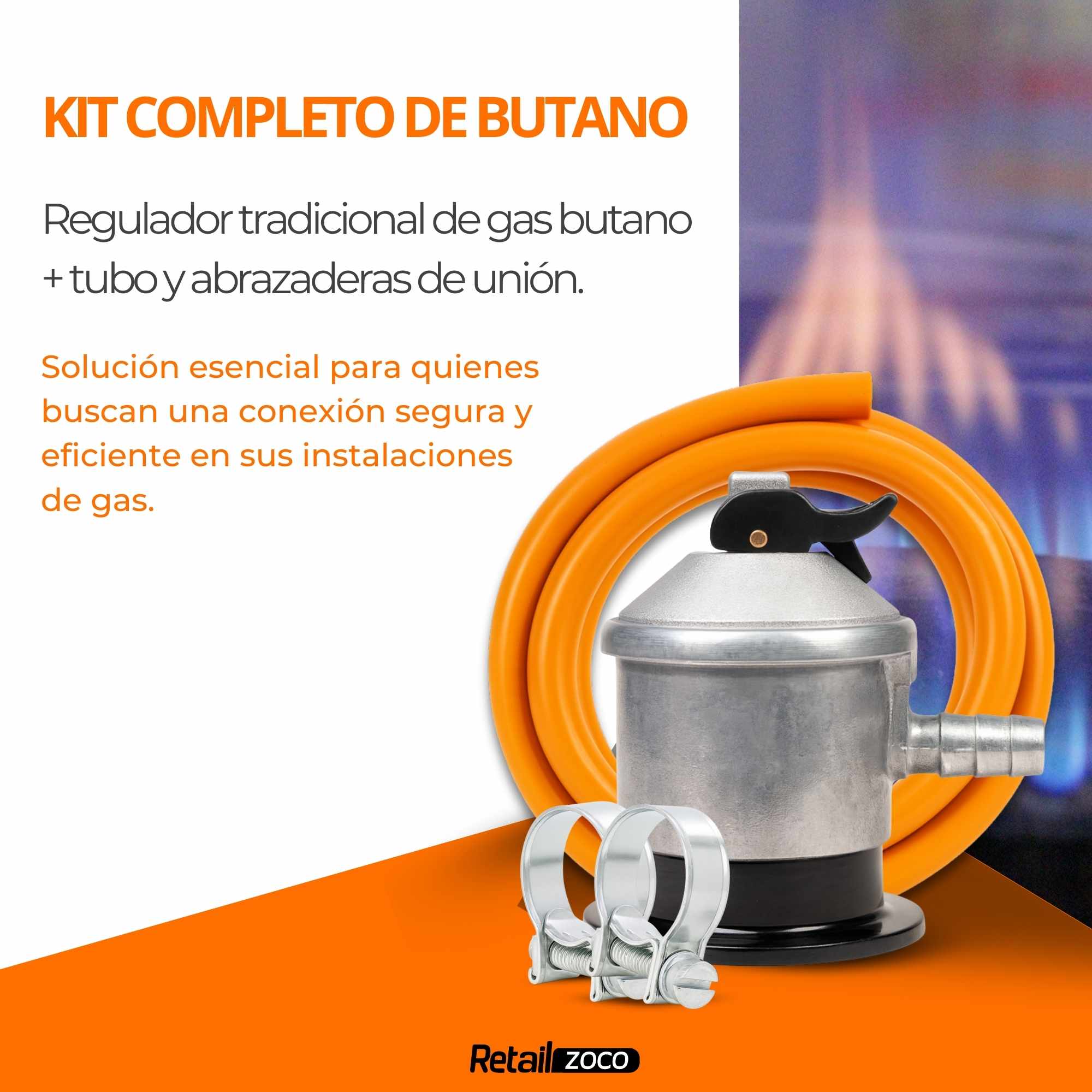 Kit Regulador de gas para bombona gas y tubo 1.5 Metros - imagen 2