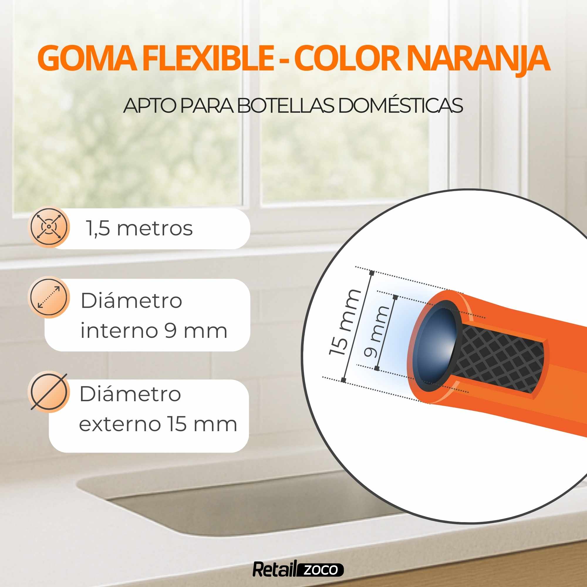 Kit Tubería homologada de Gas Butano 1.5 Metros - imagen 4
