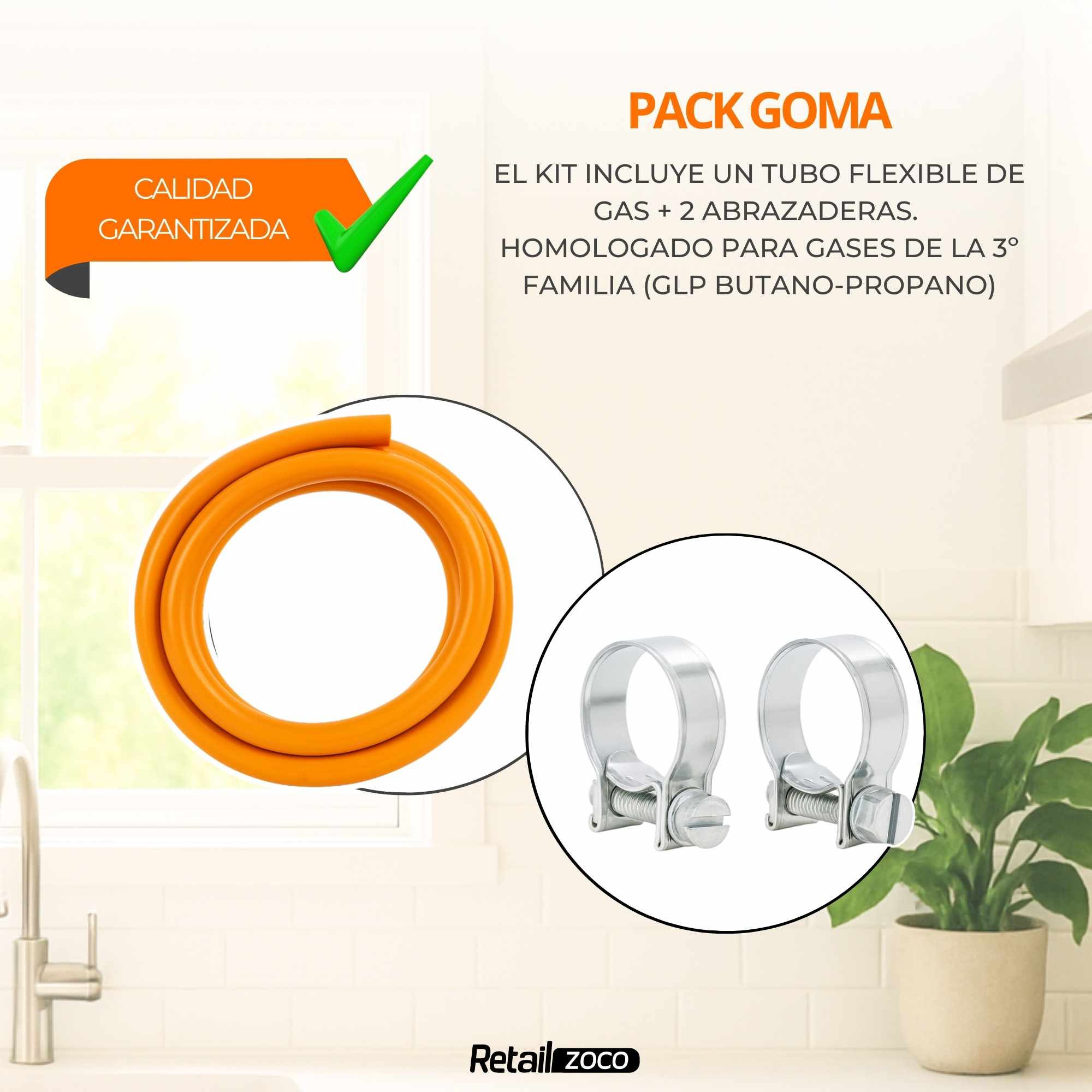 Kit Tubería homologada de Gas Butano 1.5 Metros - imagen 5