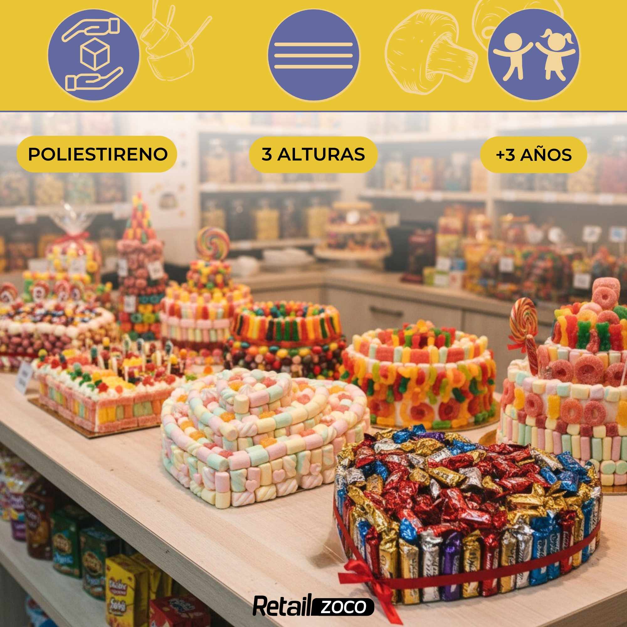 Molde de poliestireno circular 3 niveles para tartas - imagen 2