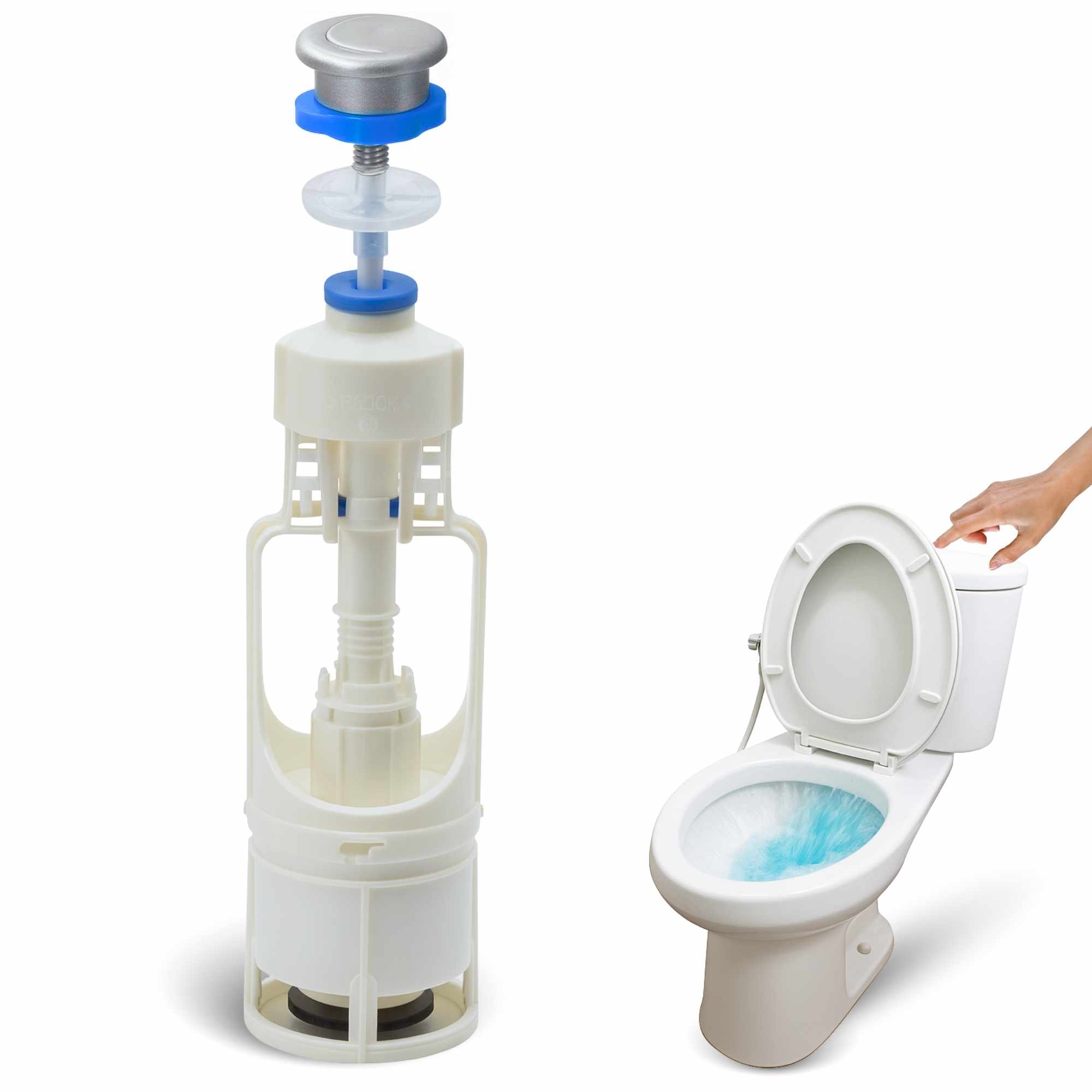 Descargador de WC con pulsador interrumpible universal