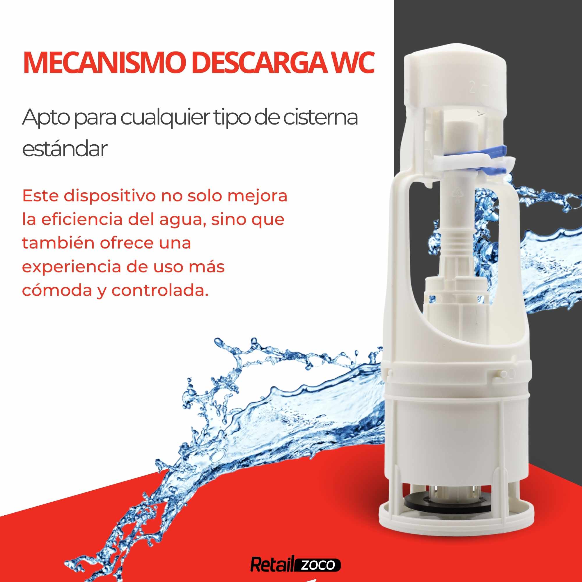 Descargador de WC con pulsador interrumpible universal - imagen 2