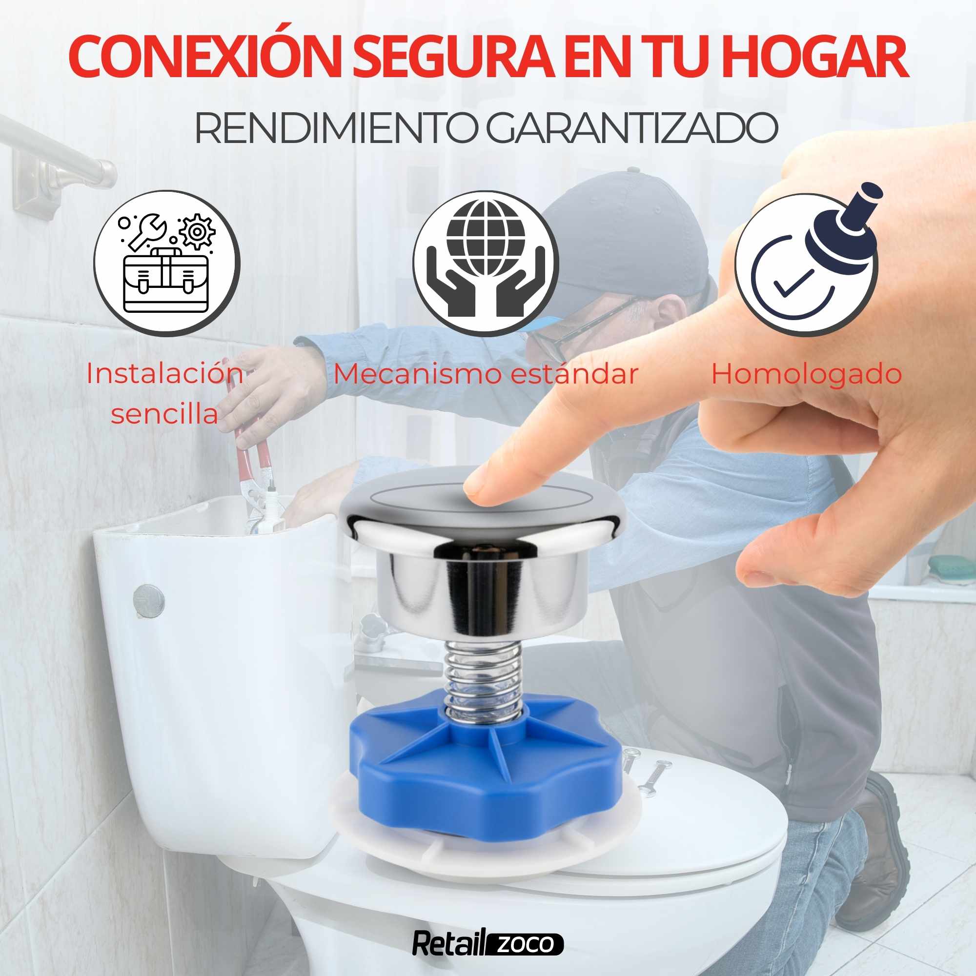 Descargador de WC con pulsador interrumpible universal - imagen 3