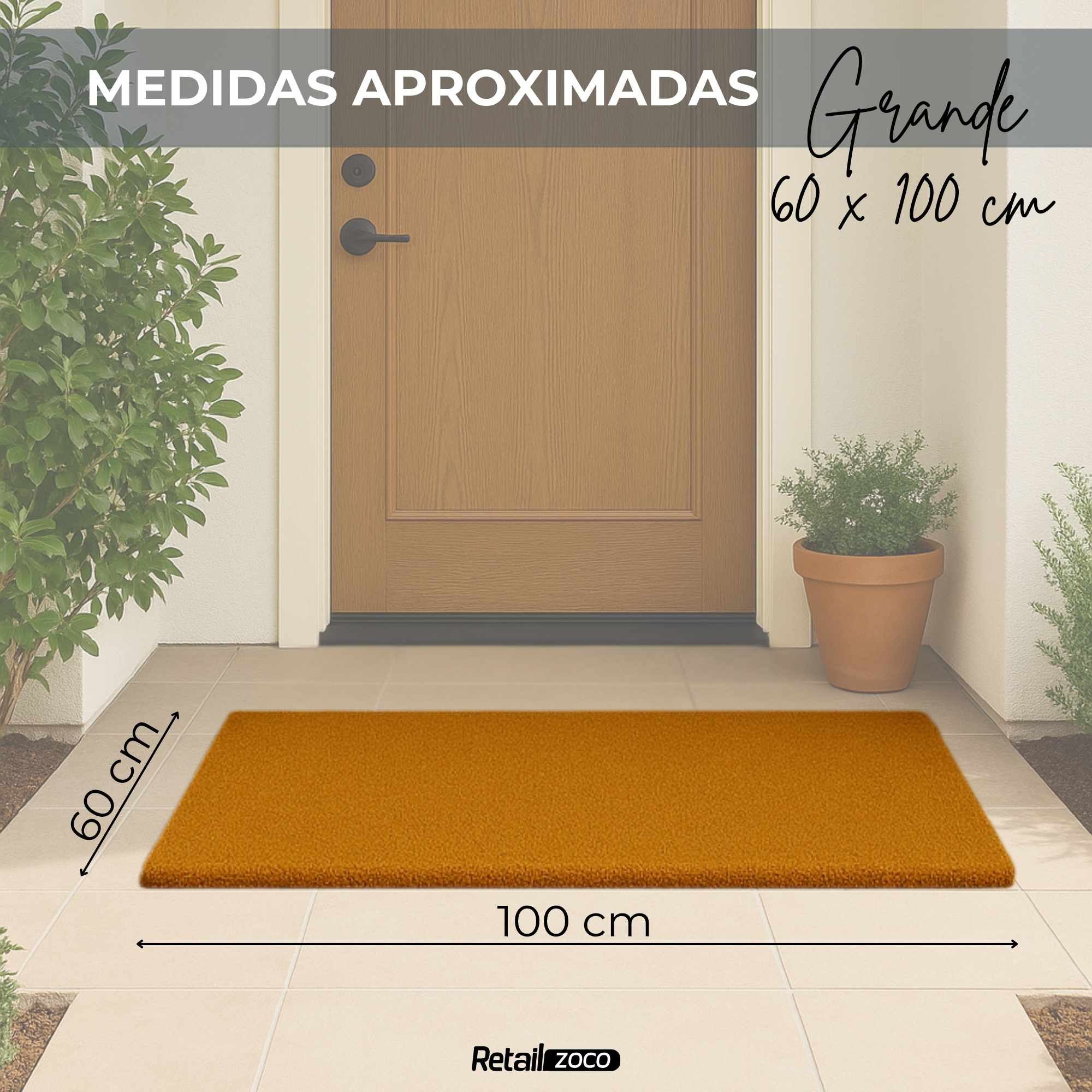Felpudo de coco liso natural 60 x 100 cm - imagen 3