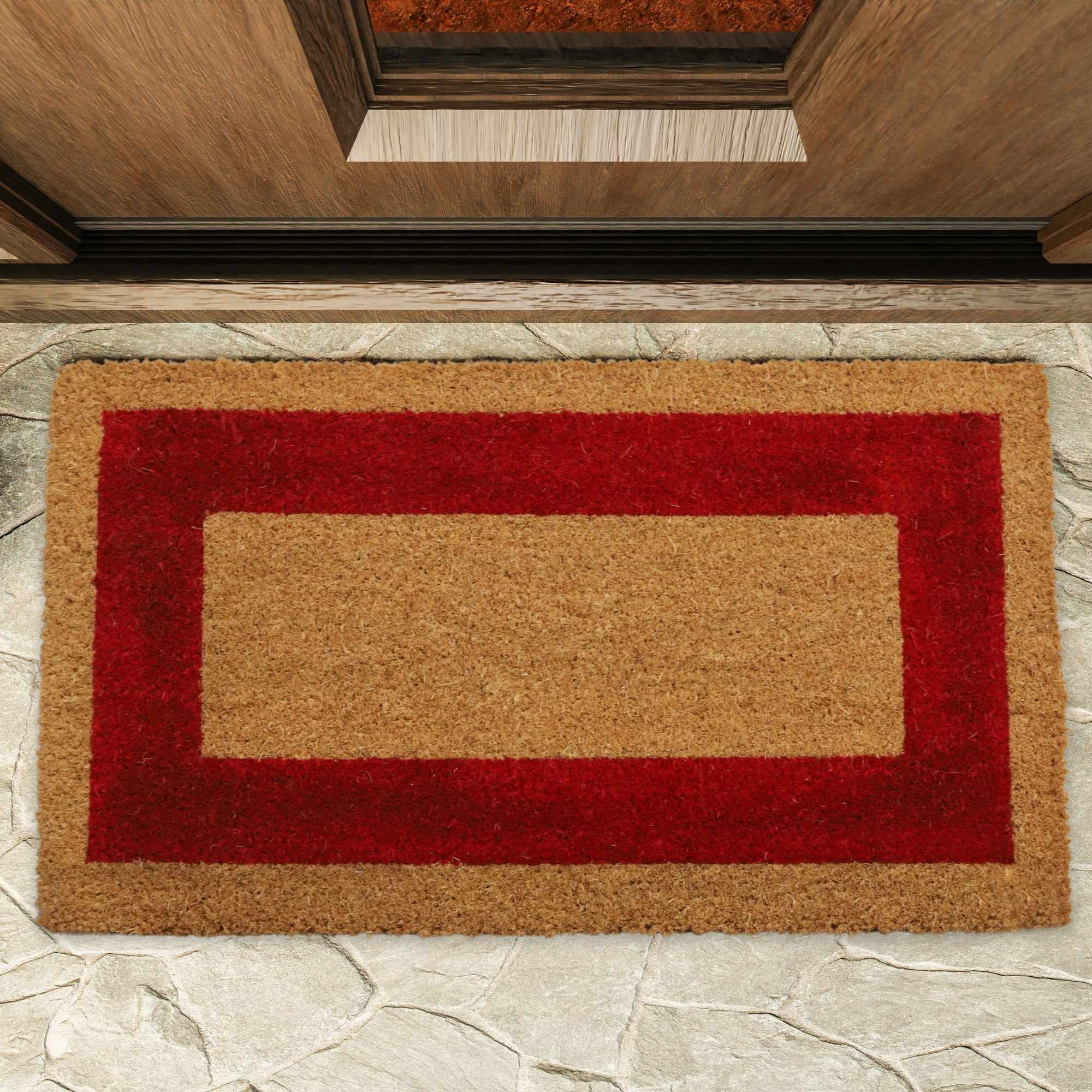 Felpudo de coco natural con cenefa Rojo 45 X 75 cm - imagen 1