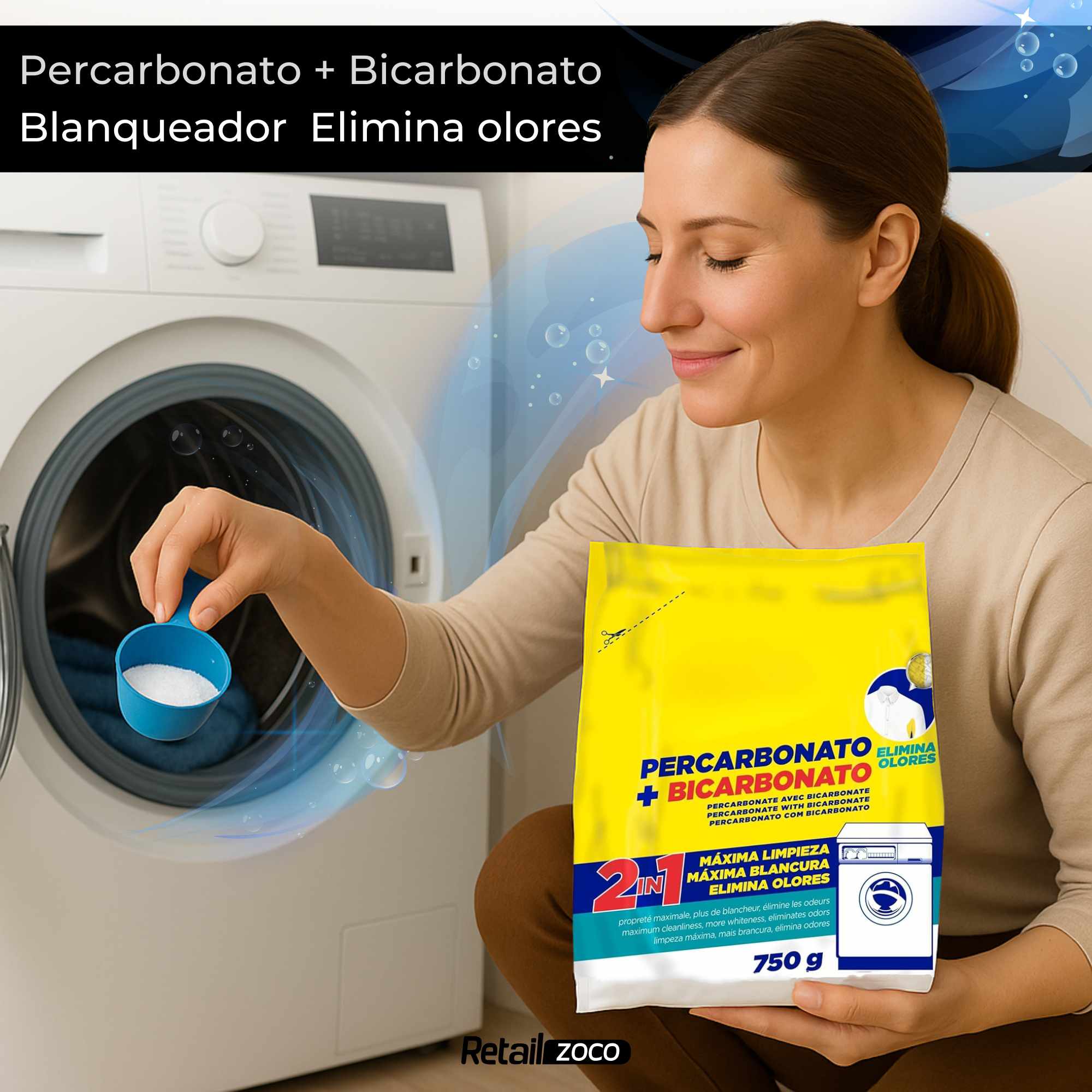 Percarbonato + Bicarbonato blanqueador y elimina olores 750gr - imagen 2