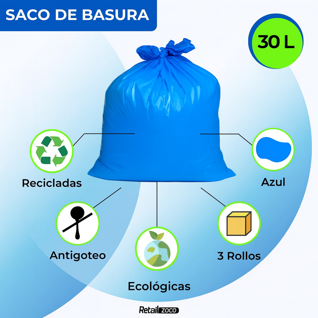 Bolsas de Basura 55x60 cm Azul 30 Litros - imagen 2