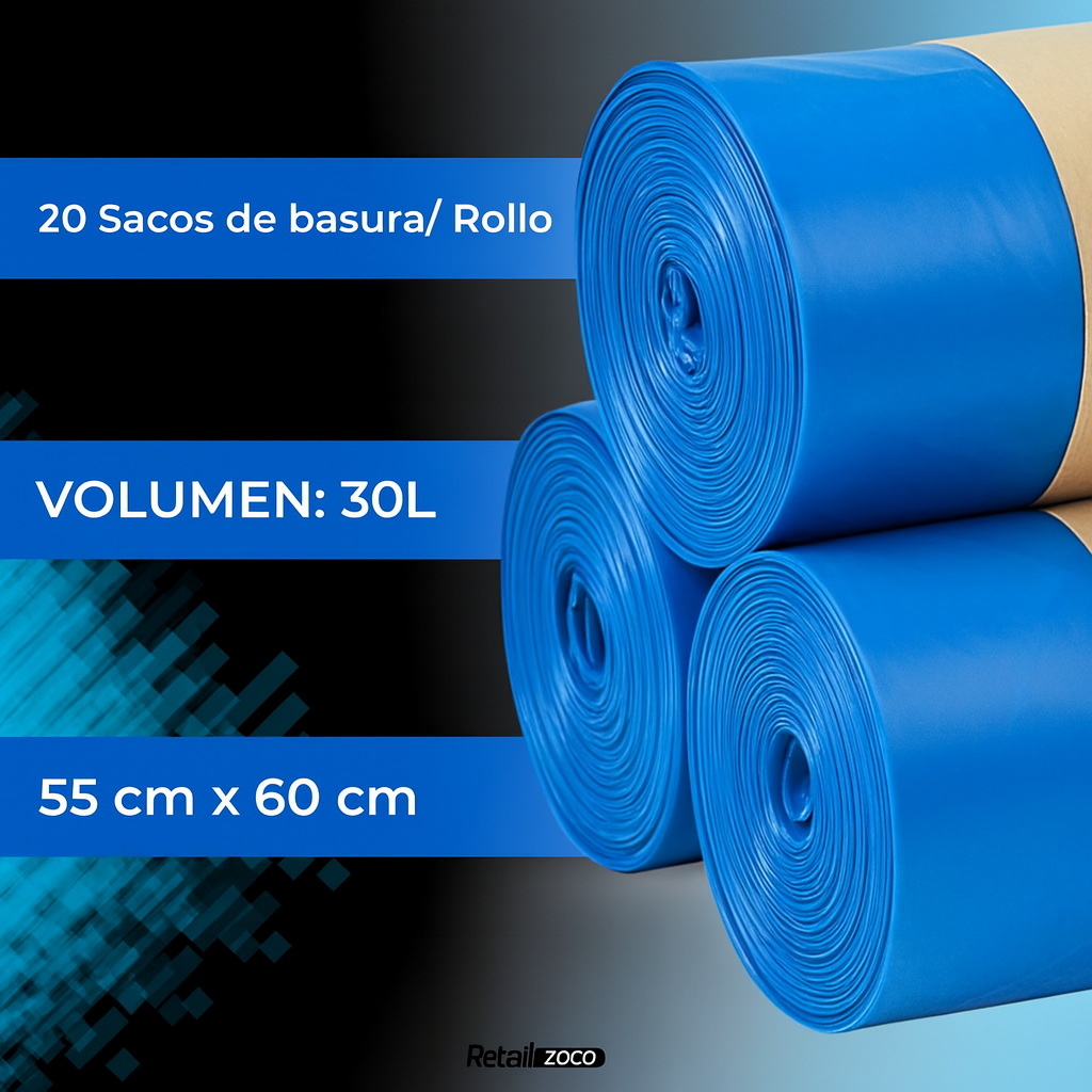 Bolsas de Basura 55x60 cm Azul 30 Litros - imagen 3